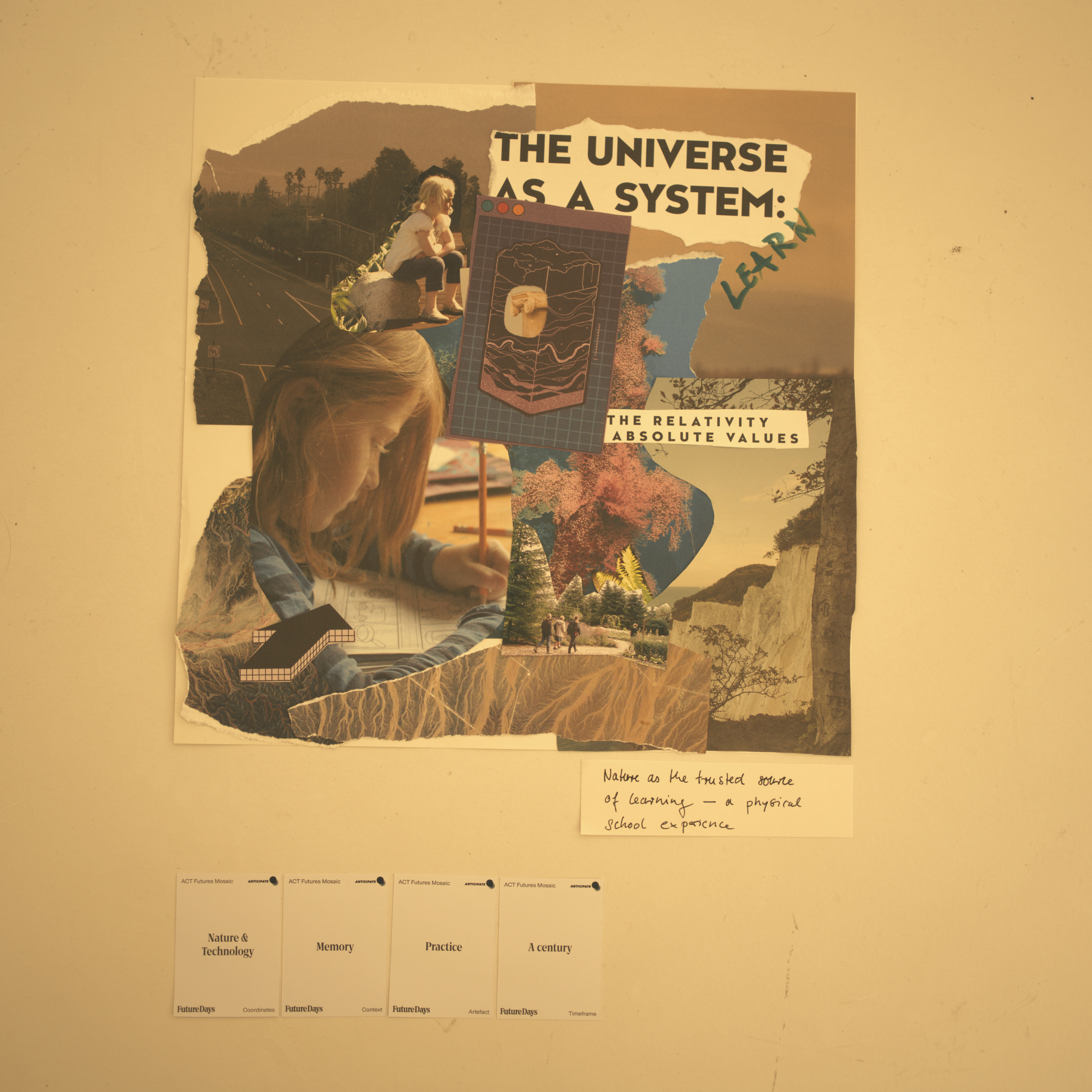 Nature as the trusted source of learning — a physical school experience
Tile: CPH-2026-003

Coordinate: Nature & Technology
Timeframe: A century
Context: Memory
Artefact: Practice