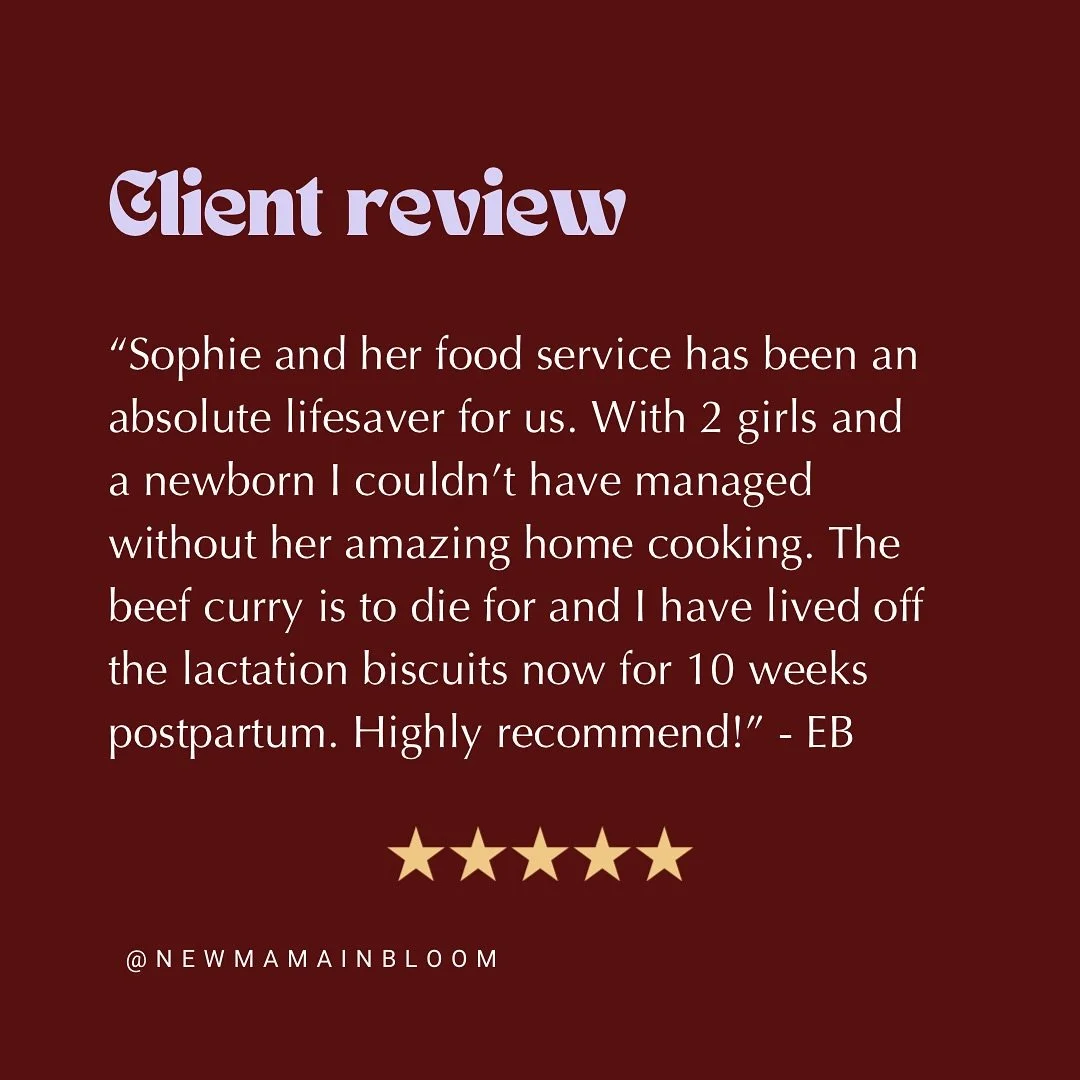A review from one of my beautiful regular customers. So grateful for all her support and this lovely review was so kind of her as she juggles looking after 3 girls. I really have the best customers ✨ 

#review #thereeldeal #postpartumfood #mealdelive