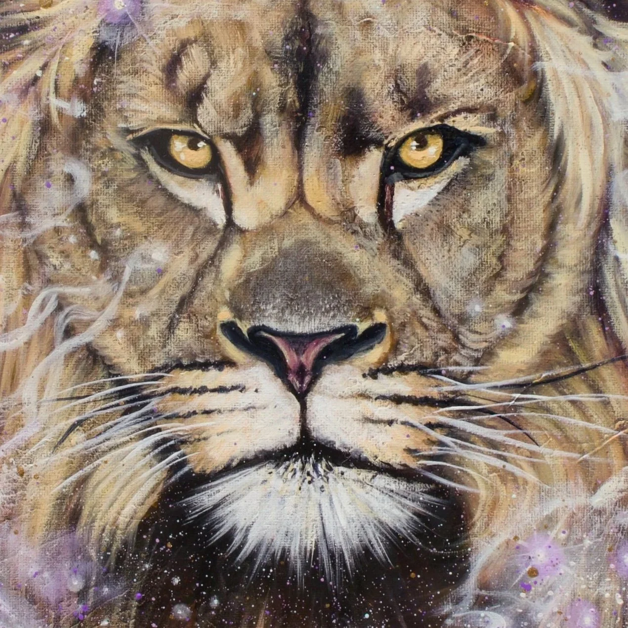 Far Beyond, fine art print reproduction of an expressive contemporary oil painting of a lion, by Australian artist Lydia Beker