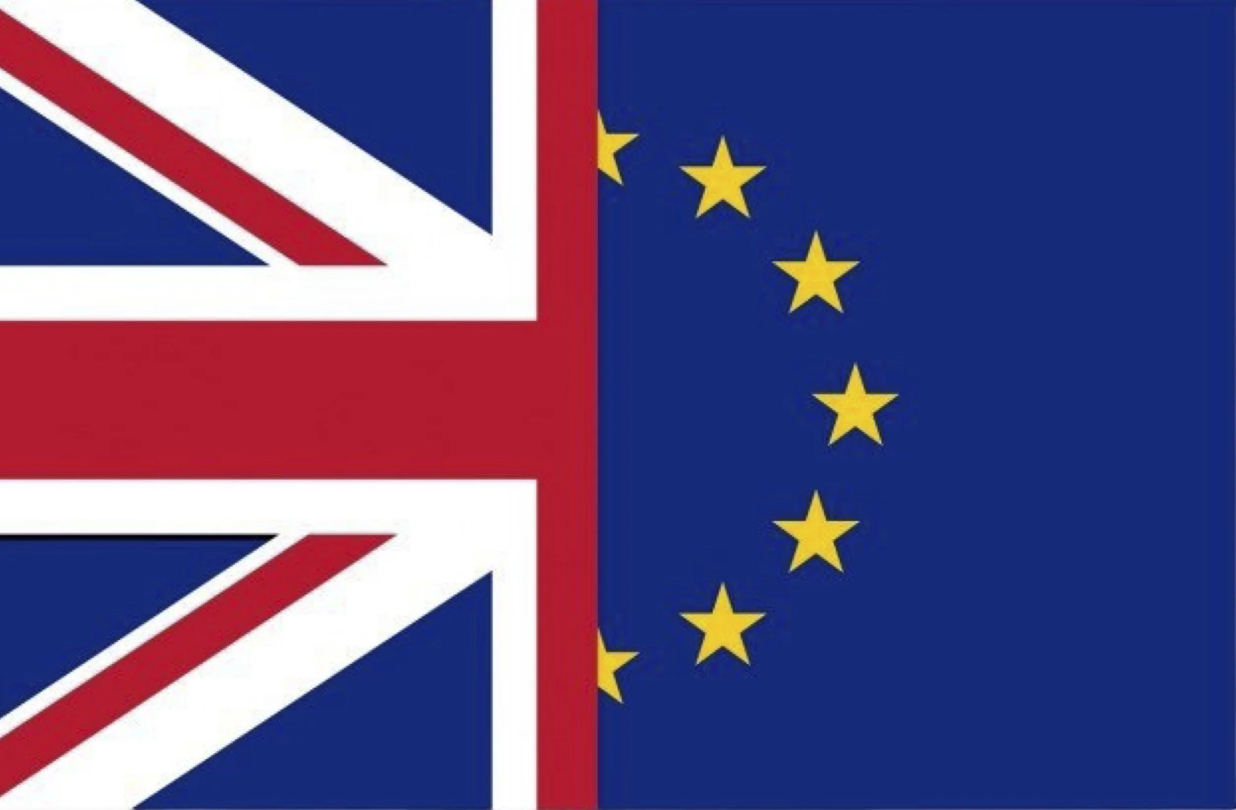 A combined image of the United Kingdom flag and the European Union flag, split down the middle.