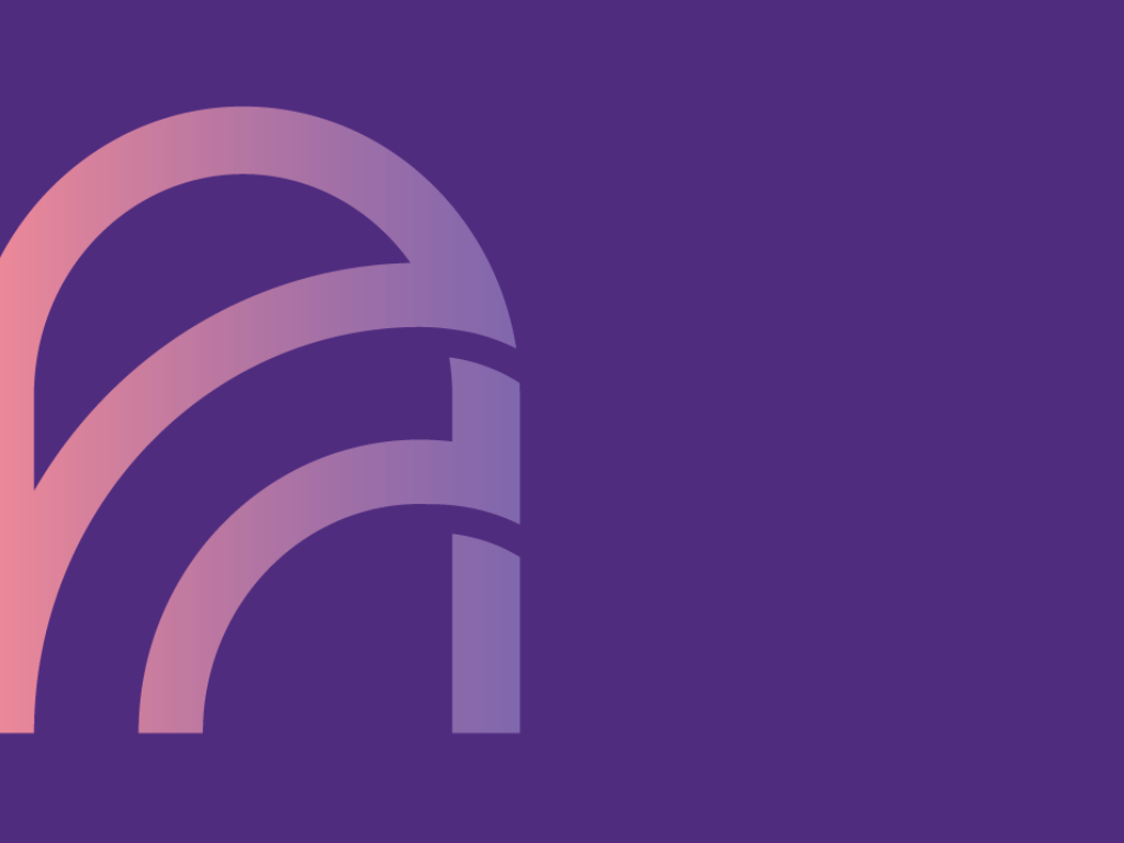 Abstract purple and pink gradient arches on purple background