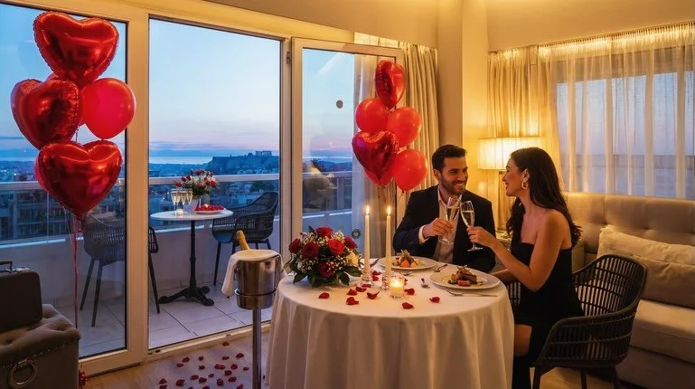 Romantic t&ecirc;te-&agrave;-t&ecirc;te candlelight dining, private balcony and breathtaking views, the perfect recipe for a magical Valentines ❤️ #sglifestyle #sglycabettus #inroomdining #valentines2026