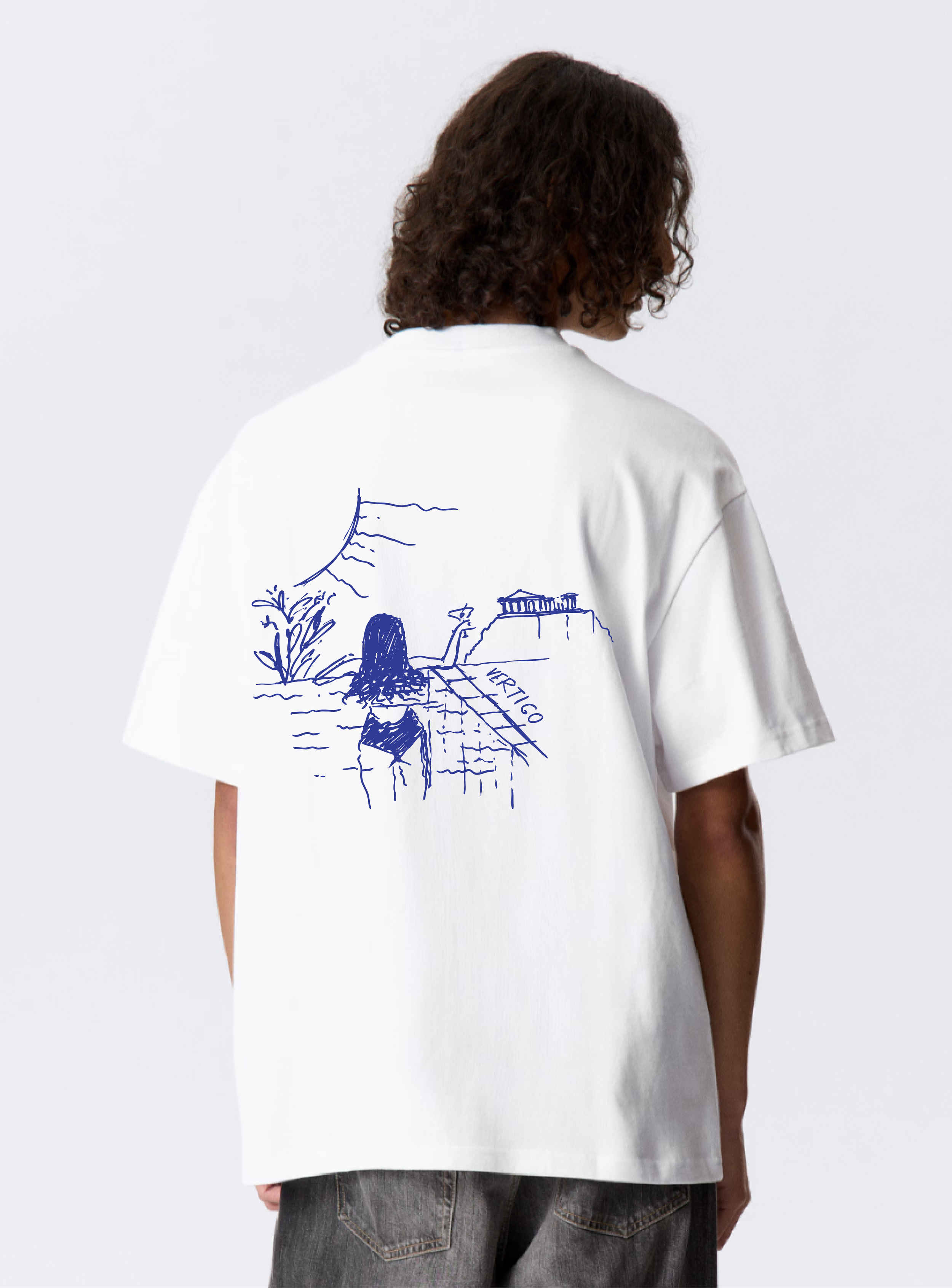 L’Ile Du Soleil x Vertigo Limited Edition Collection: Acropolis T-Shirt Blue