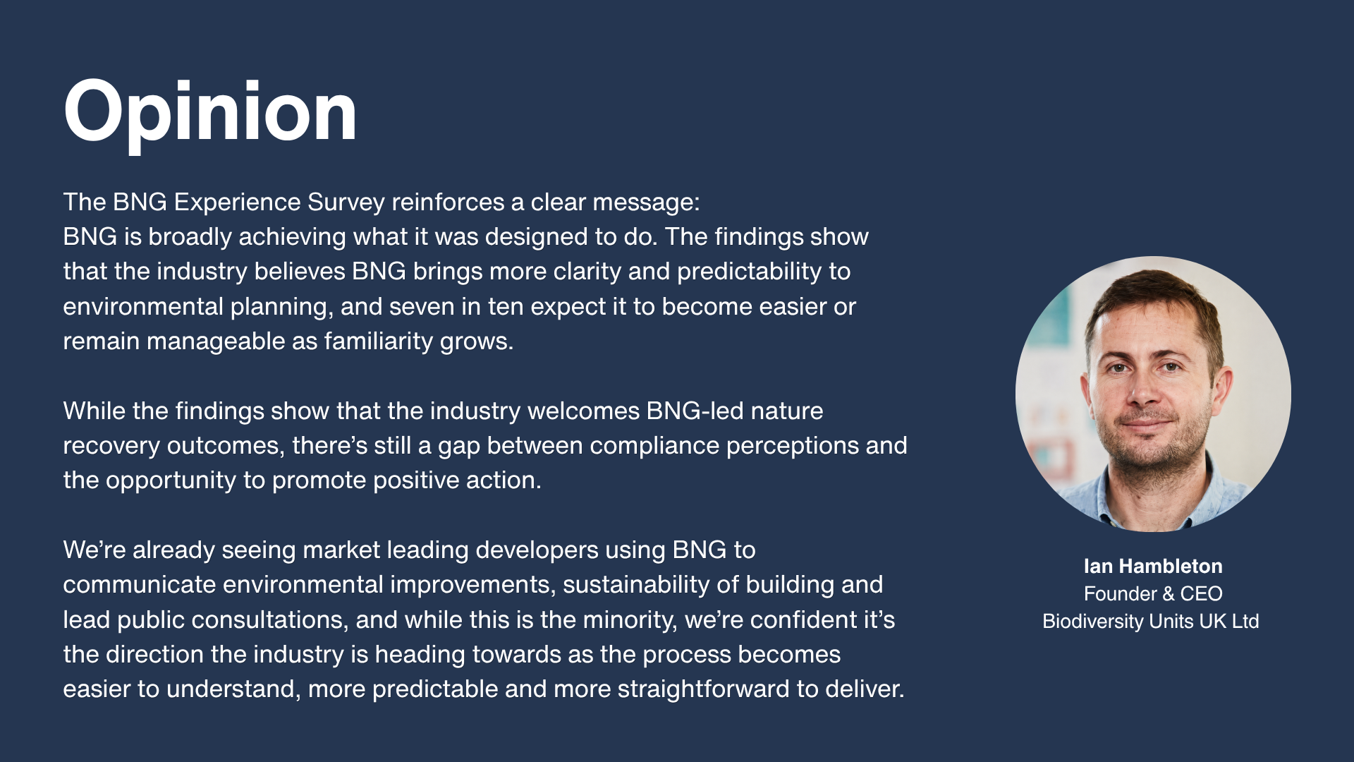Ian Hambleton BNG Experience Survey opinion piece