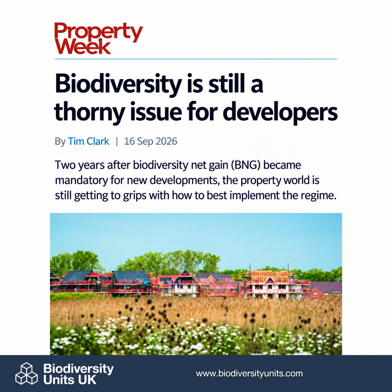 Biodiversity Units UK cited in Property Week article