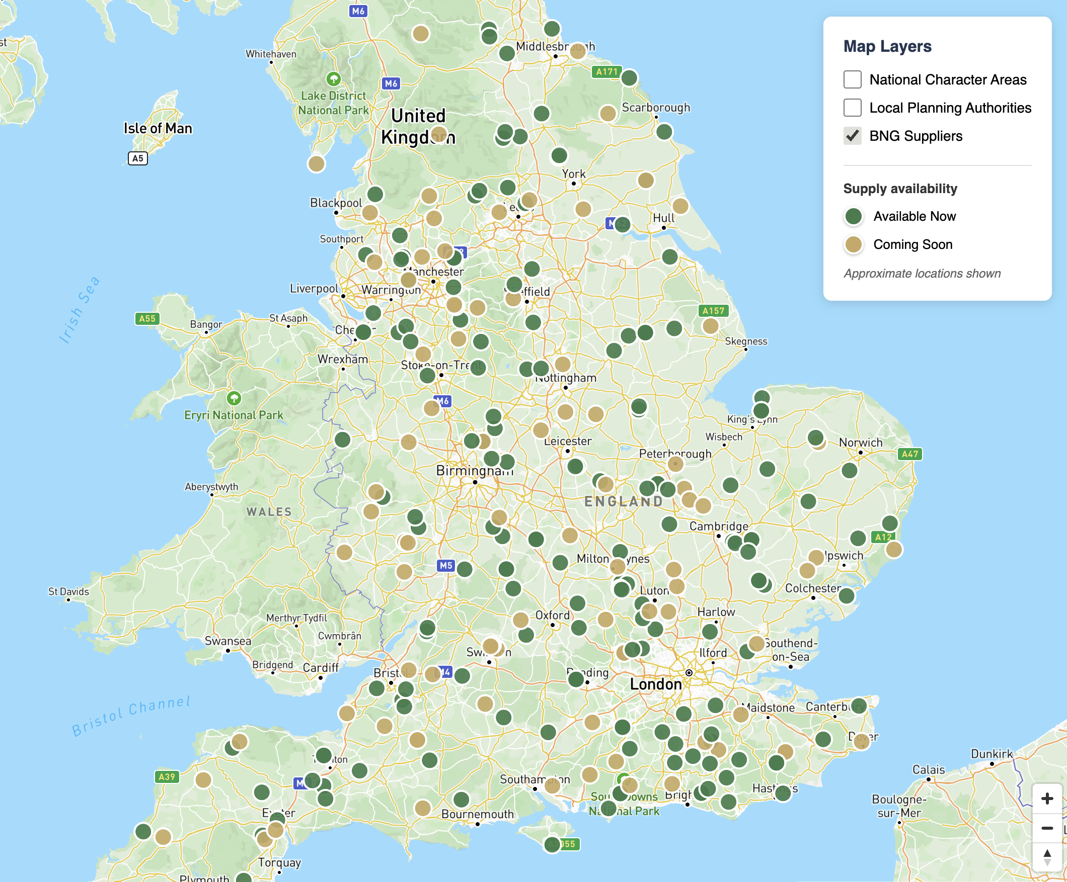 BNG Habitat Bank supplier map