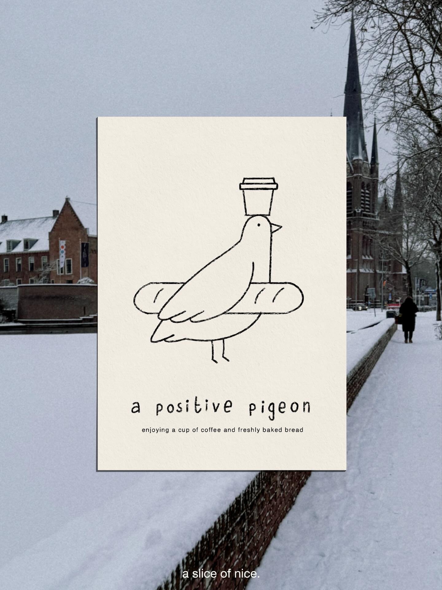 Don&rsquo;t forget to go outside, get a cup of coffee and eat your carbs today ☕️🥖
First in a series of positive pigeons enjoying life 🥐
