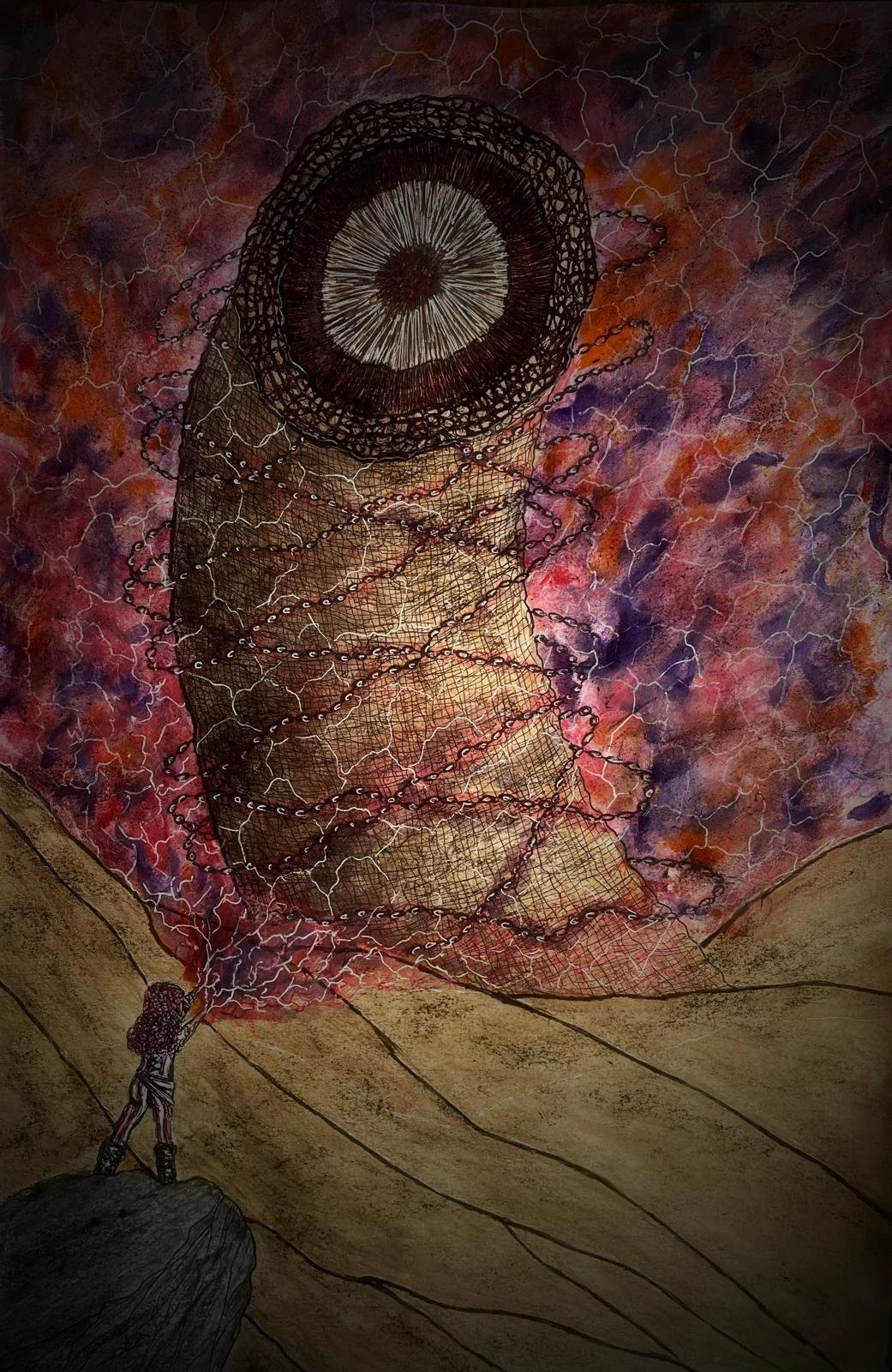 Calli casts 'Hold Monster' on a huge Purple worm