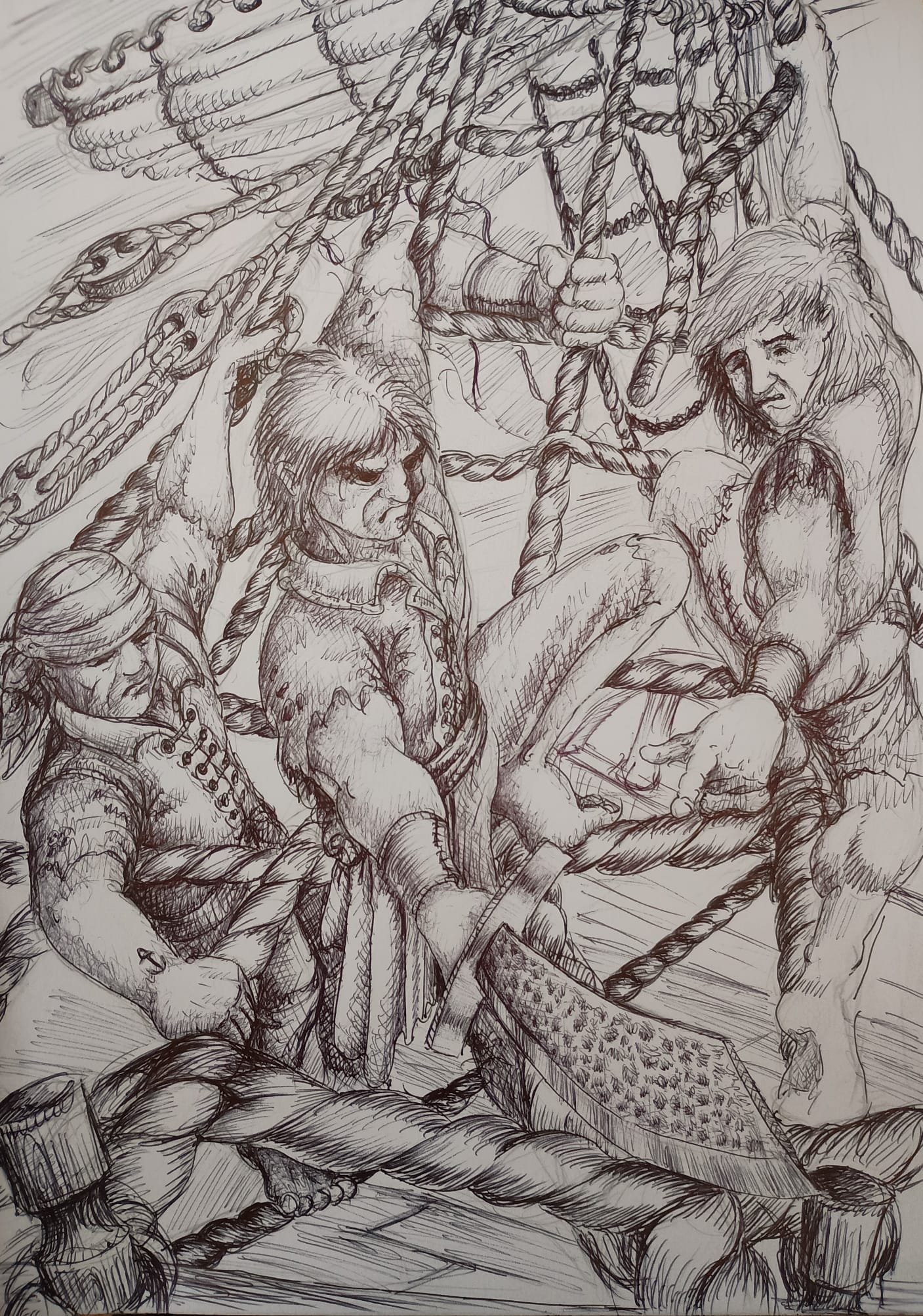 Sailors of The Plummeting Angel prepare to fight....unless they can be intimidated! Roll the dice!