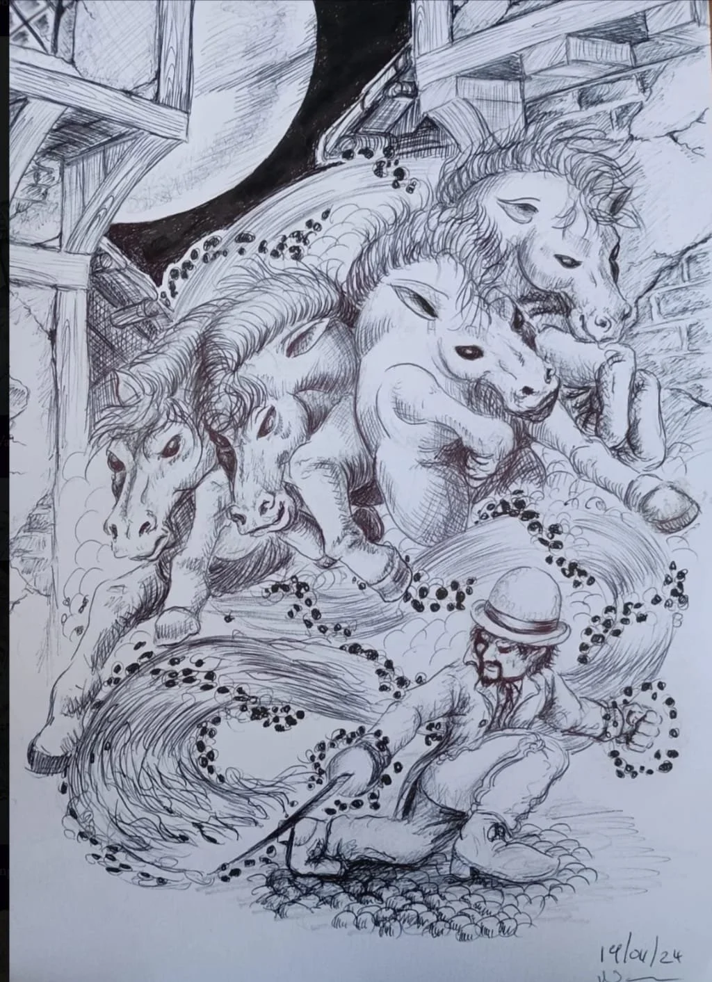 The Magus Nightingale summoning a herd of horses.