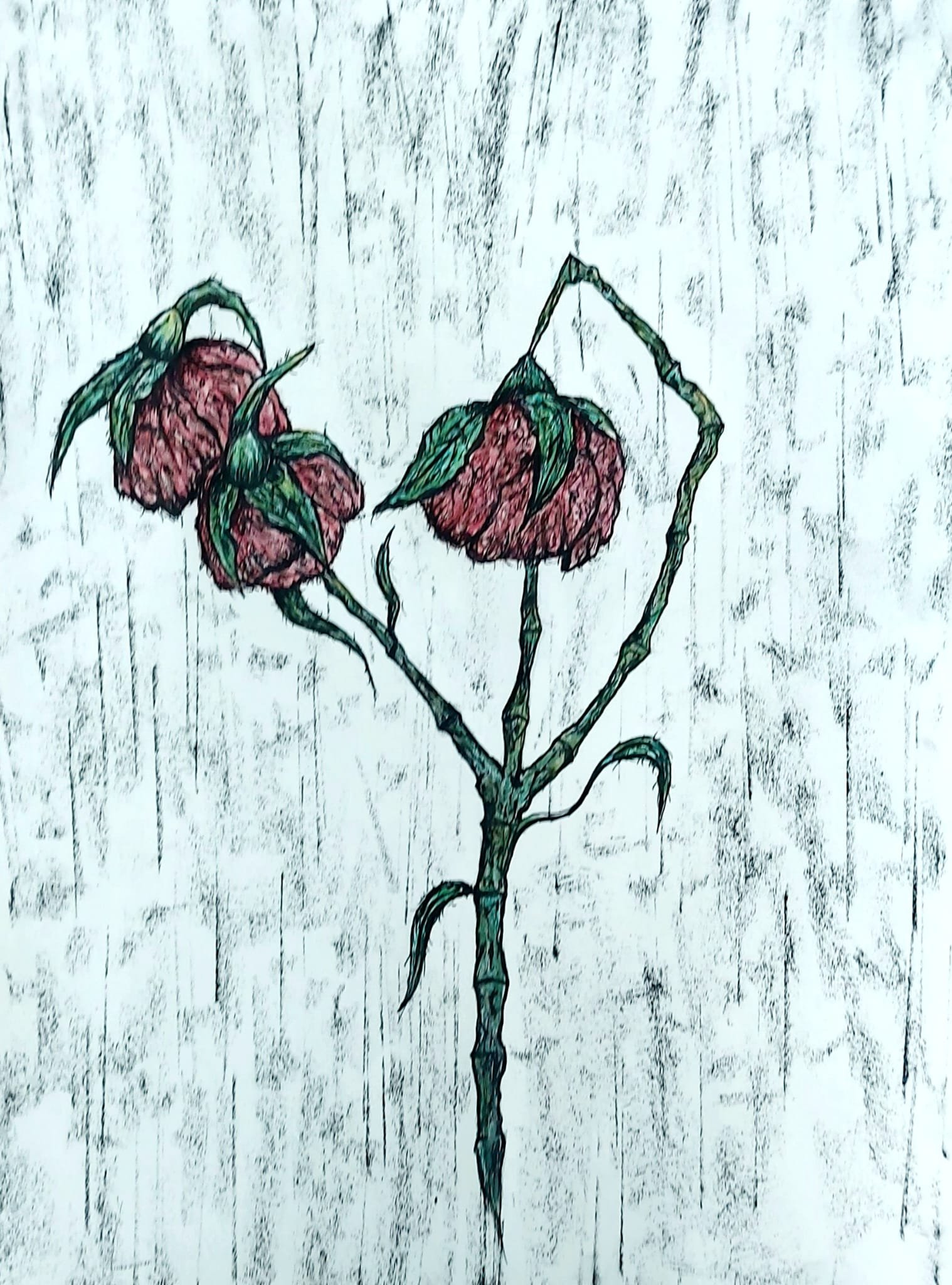 An artistic representation of a difficult moment within The Flowers