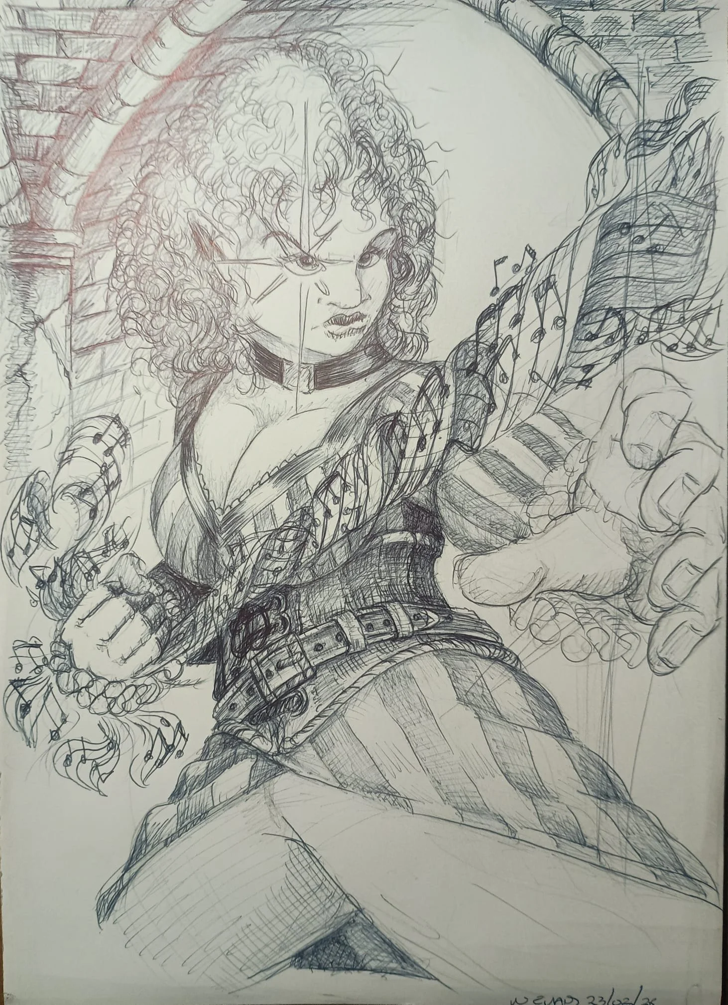 Calli E-K using the power of sound casting Hold Monster!