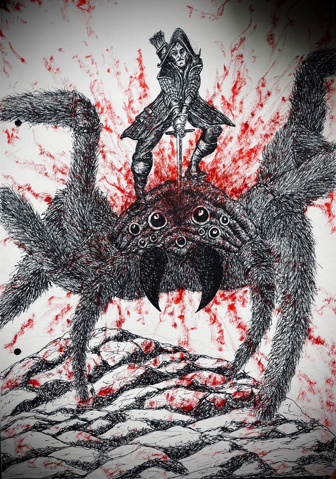Merruddin inflicts colossal damage on a dark spider