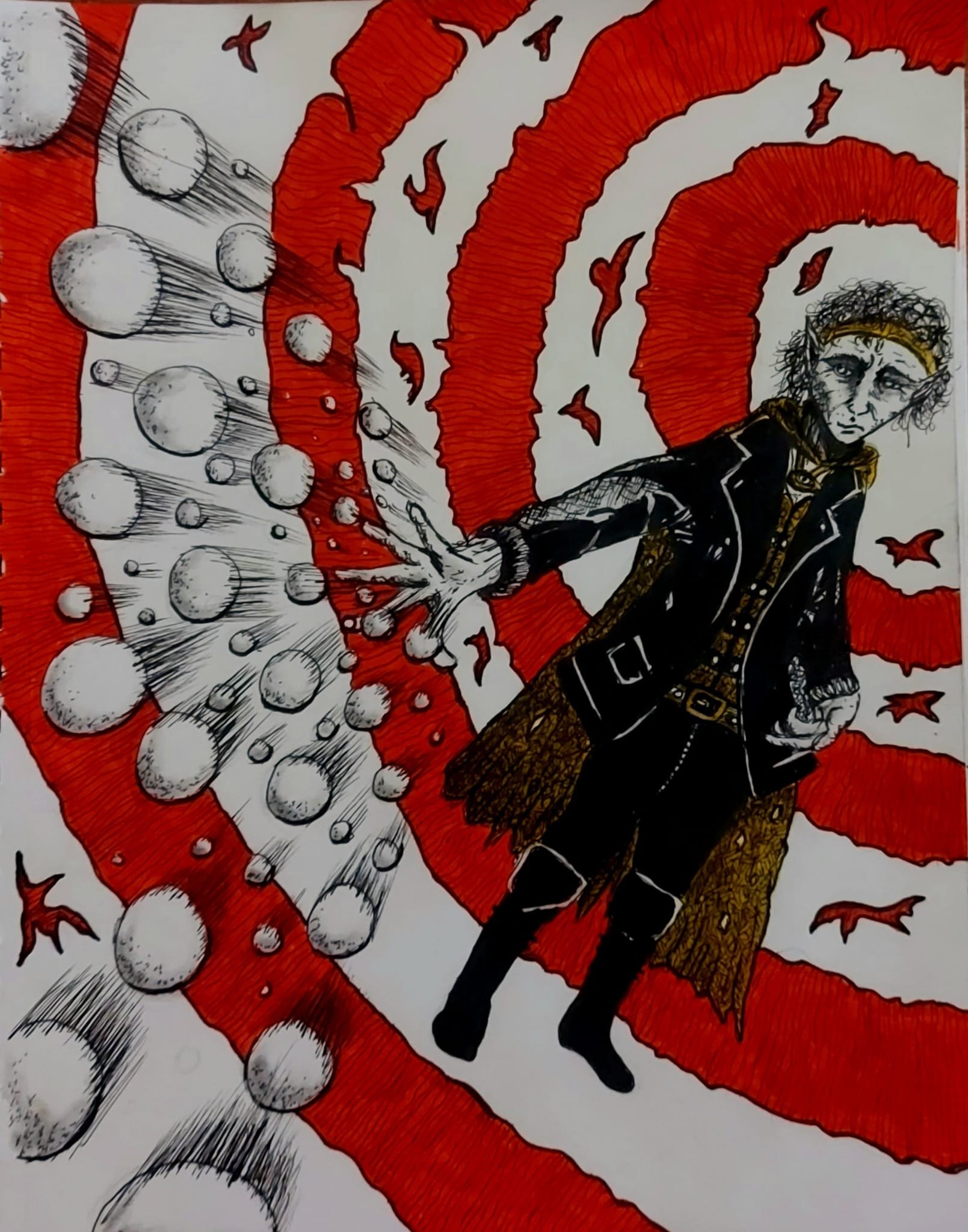Taylan uses his magic to launch a flurry of snowballs