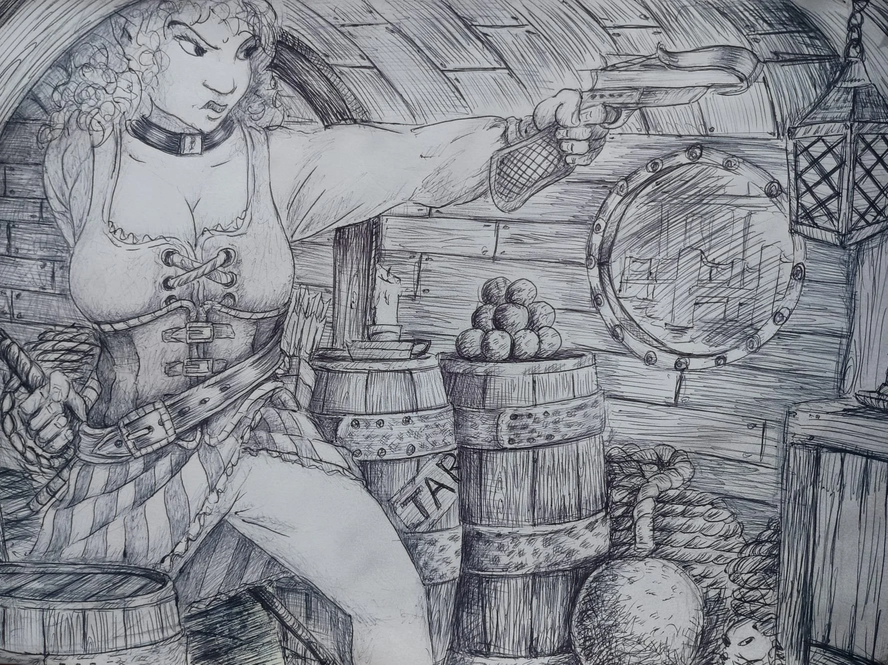 Calli E-K takes aim on the decks of the Dauntless!