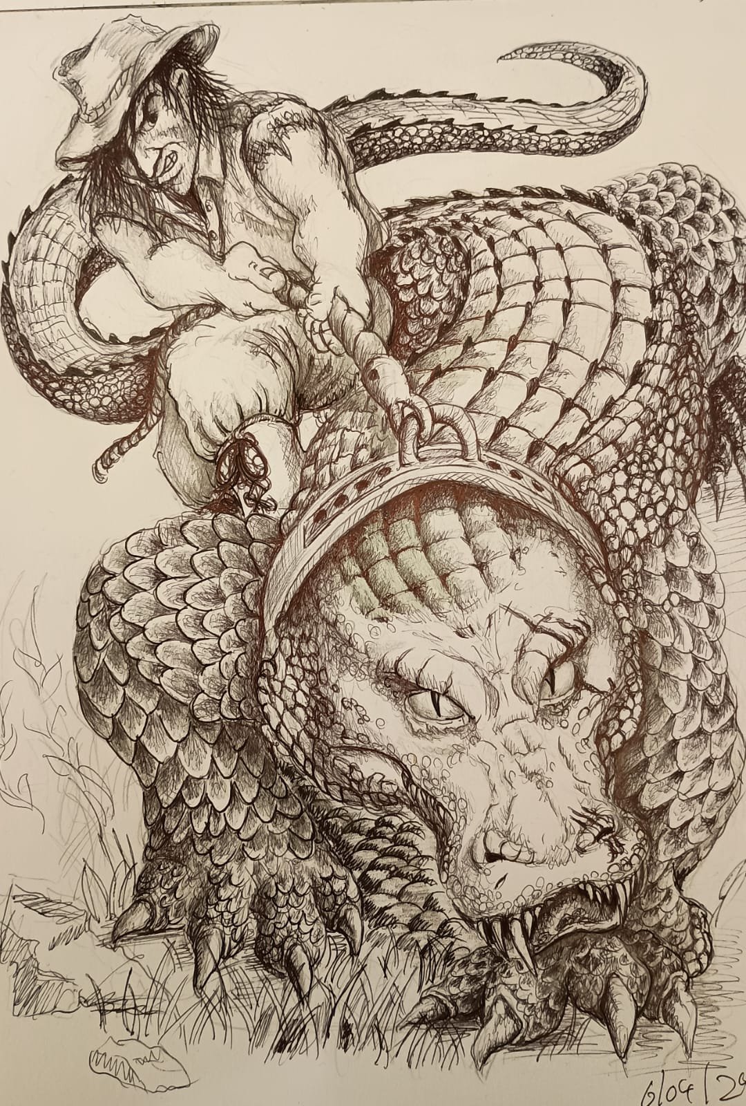 Lamm and his pet aliigator-Gobbleguts