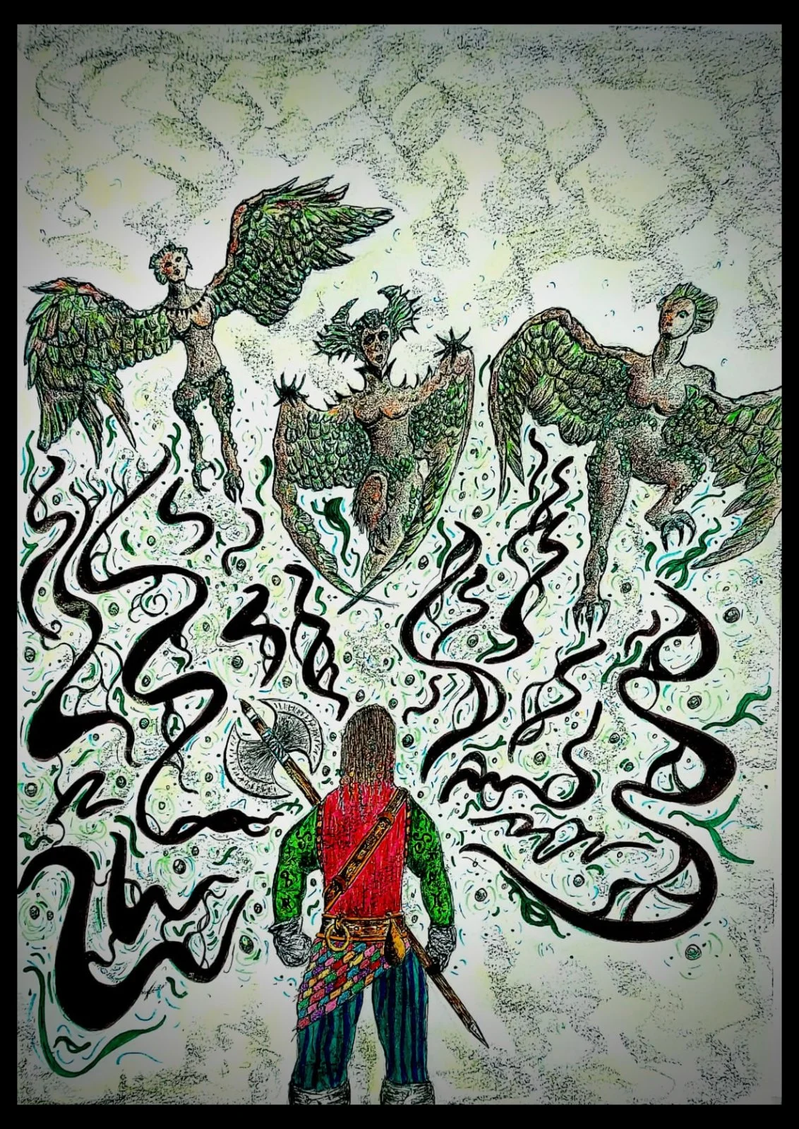Harpies weave their charms around TRavis.jpg