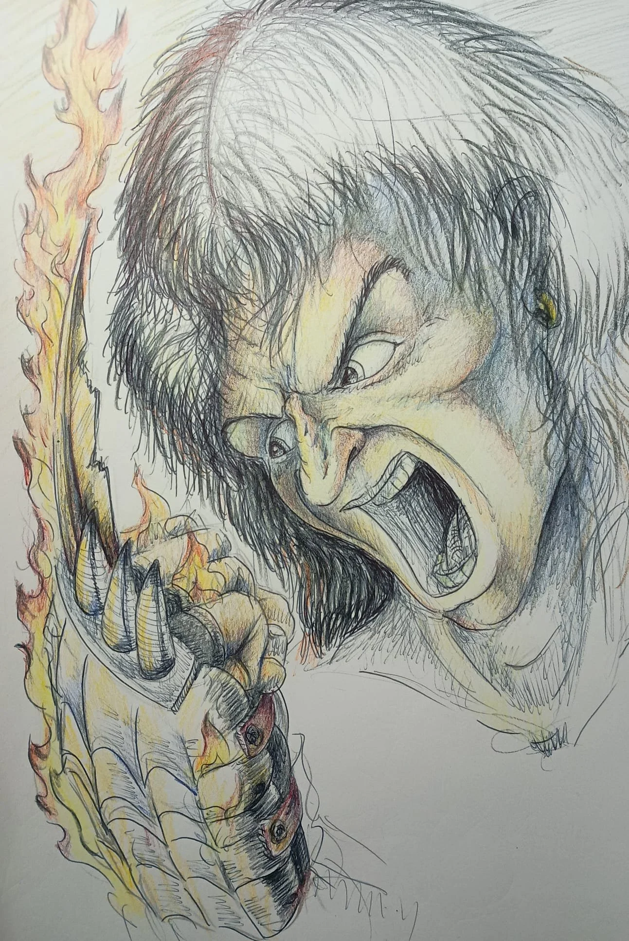 Just a quick coloured pencils sketch of Byron raging.