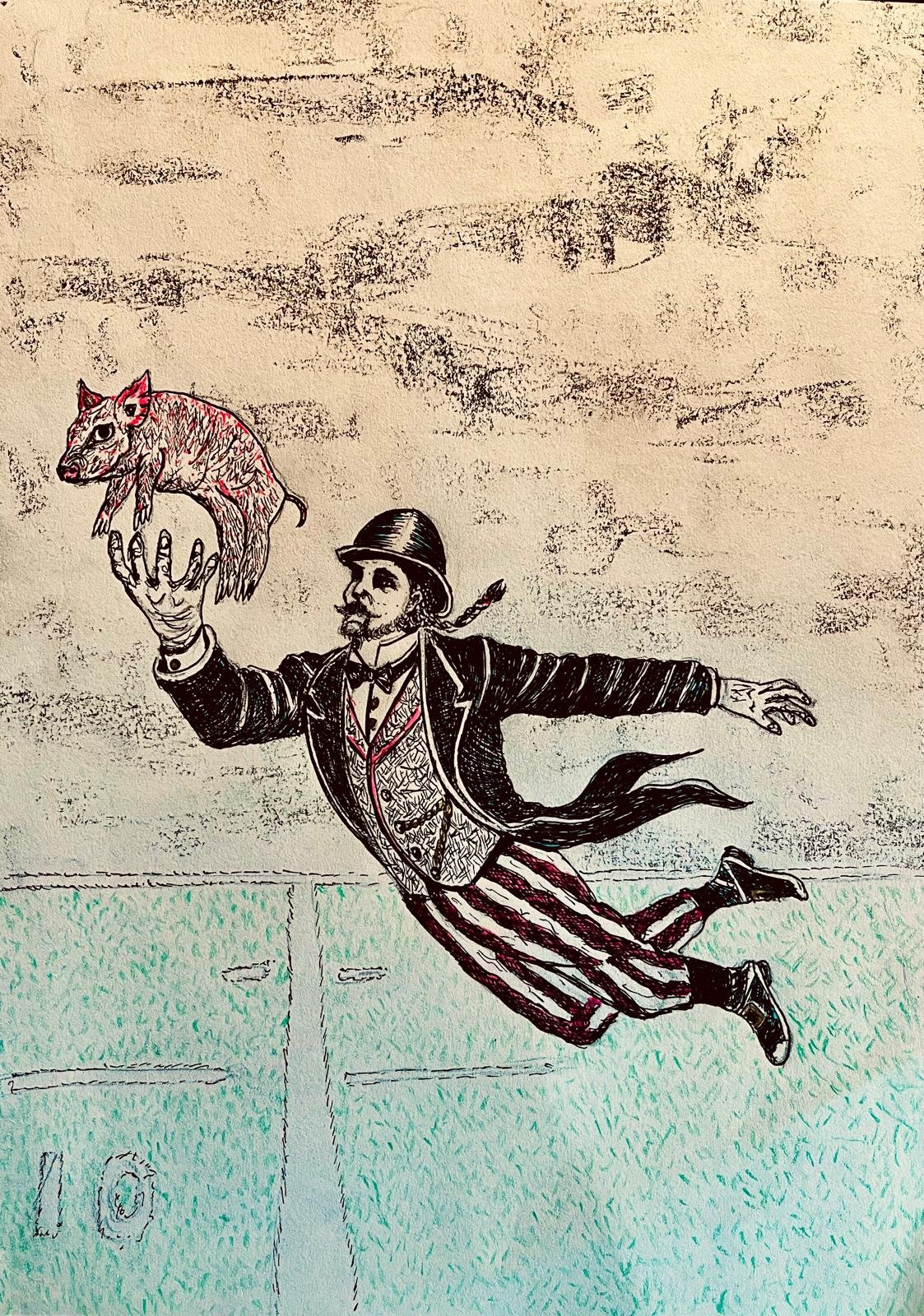 Nightingale hurls himself through the air to catch a piglet in Bloodpig!
