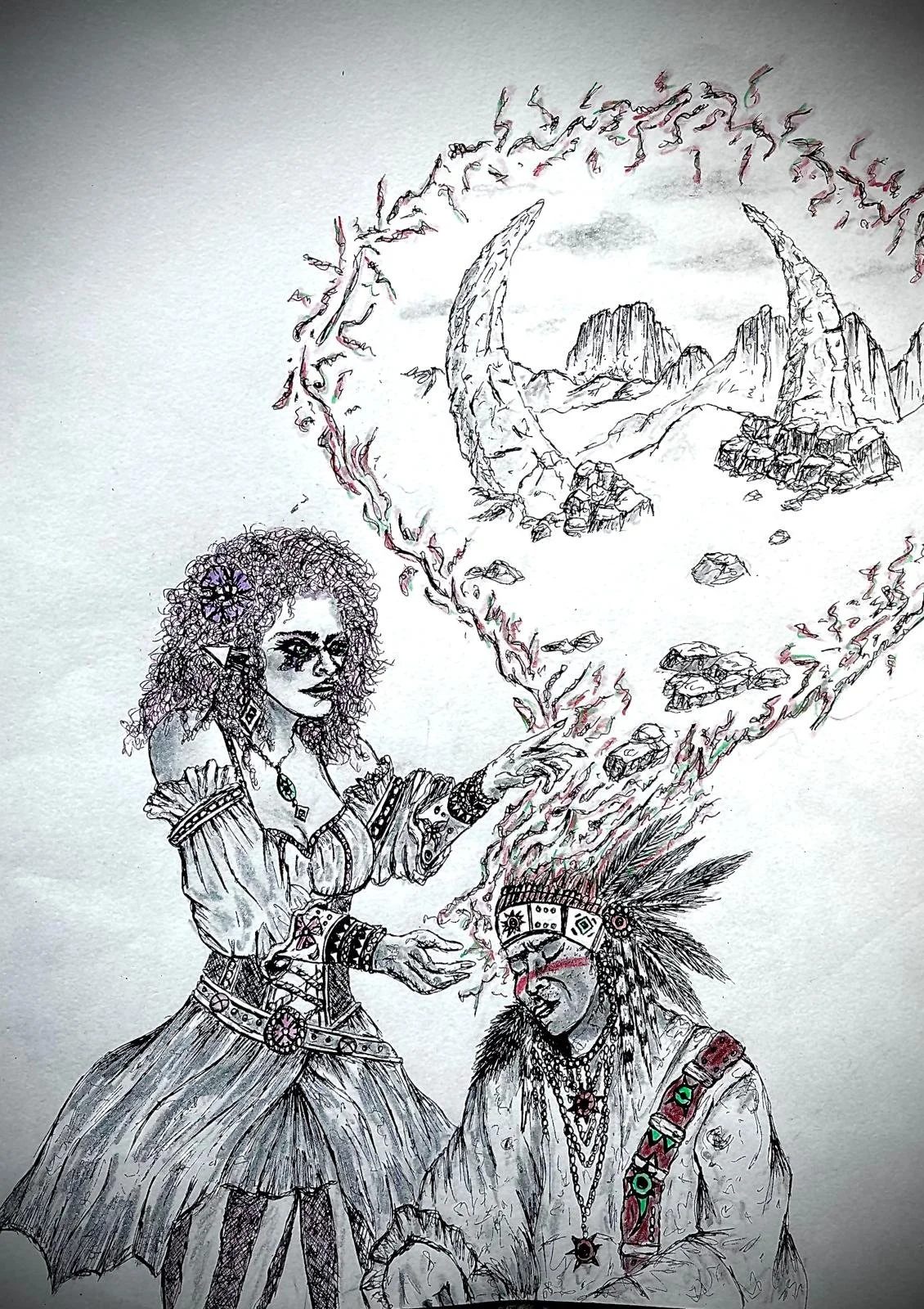 Calli extracts a memory from a Shoanti