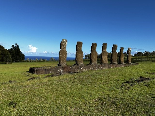 Moai heads looking out to sea