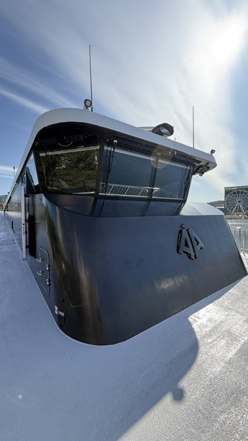The sleek, fully electric boat used for my Oslofjord cruise — silent, stylish and sustainable.