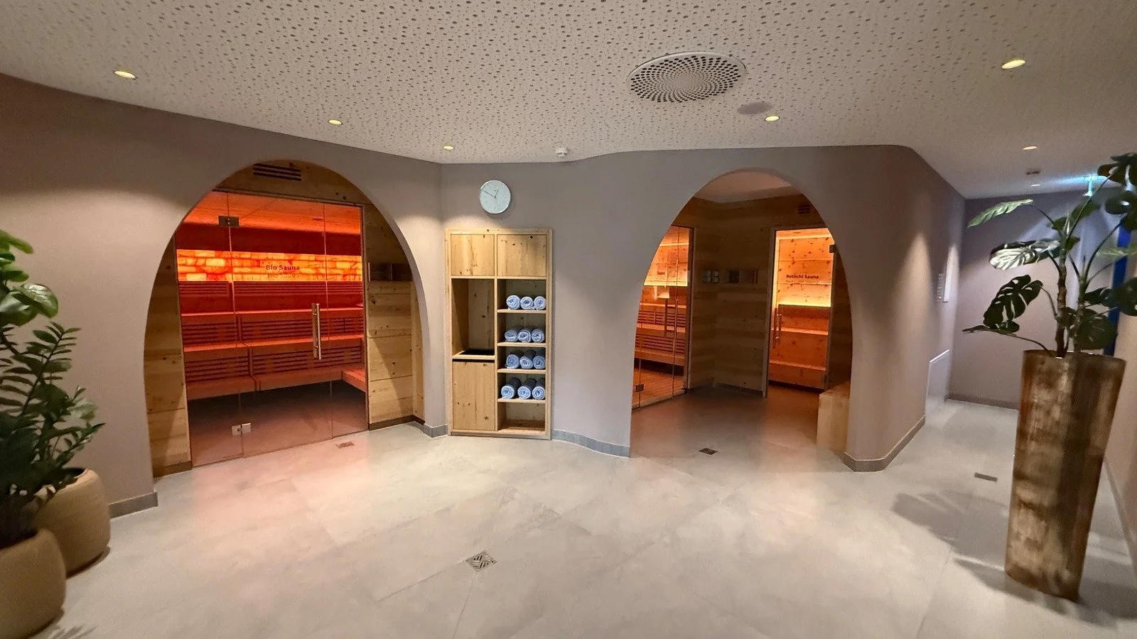 Sauna and thermal wellness area at BUFF Medical Resort in Konstanz, Germany.