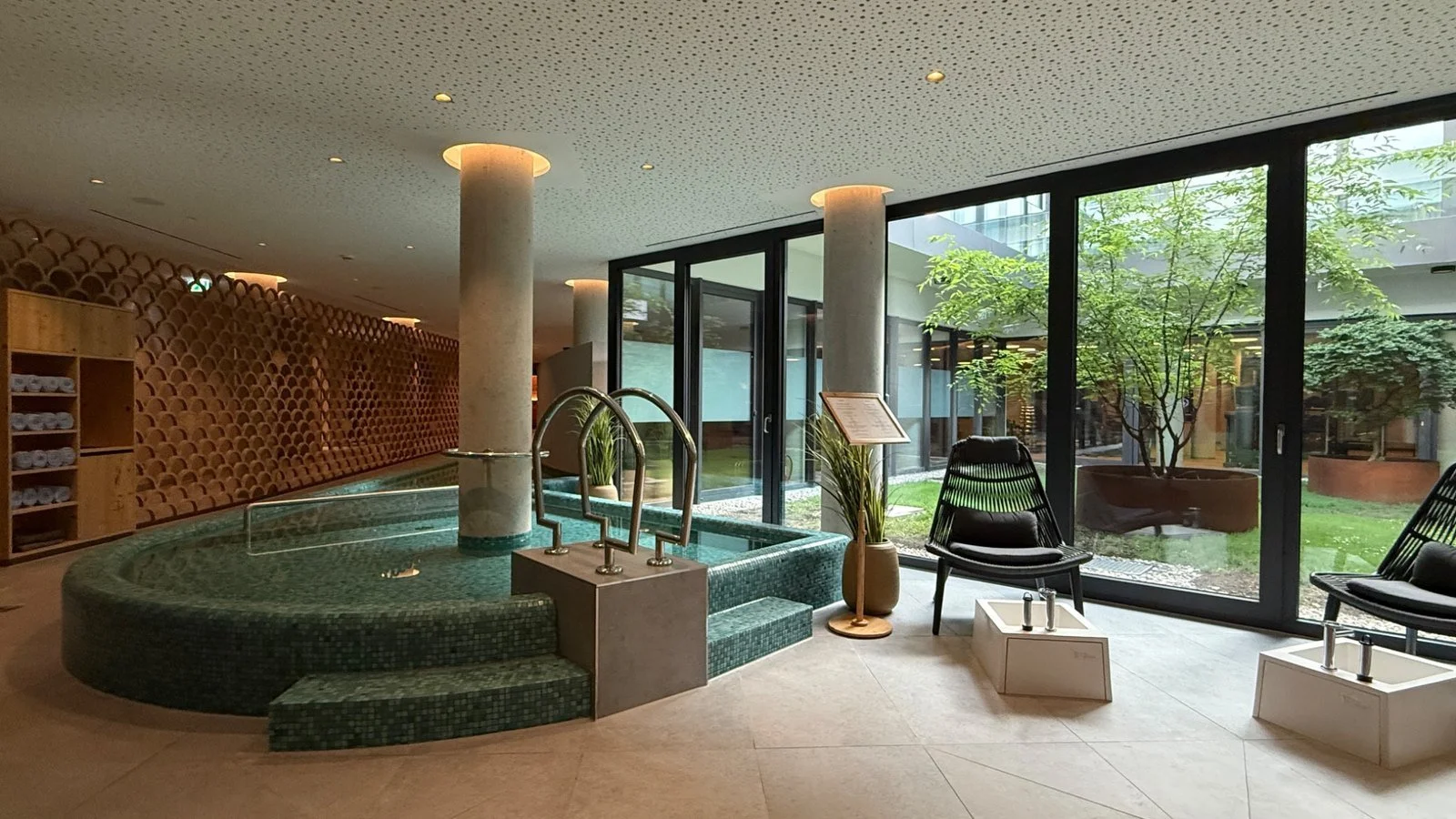 Spa and thermal bathing area with Kneipp facilities at BUFF Medical Resort in Germany.