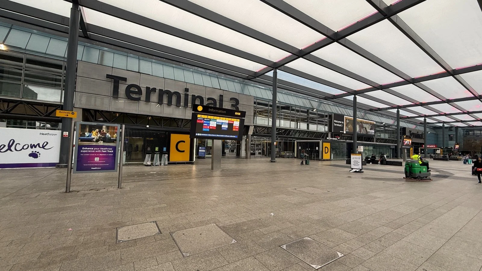 Heathrow Terminal 3 departures entrance London airport exterior