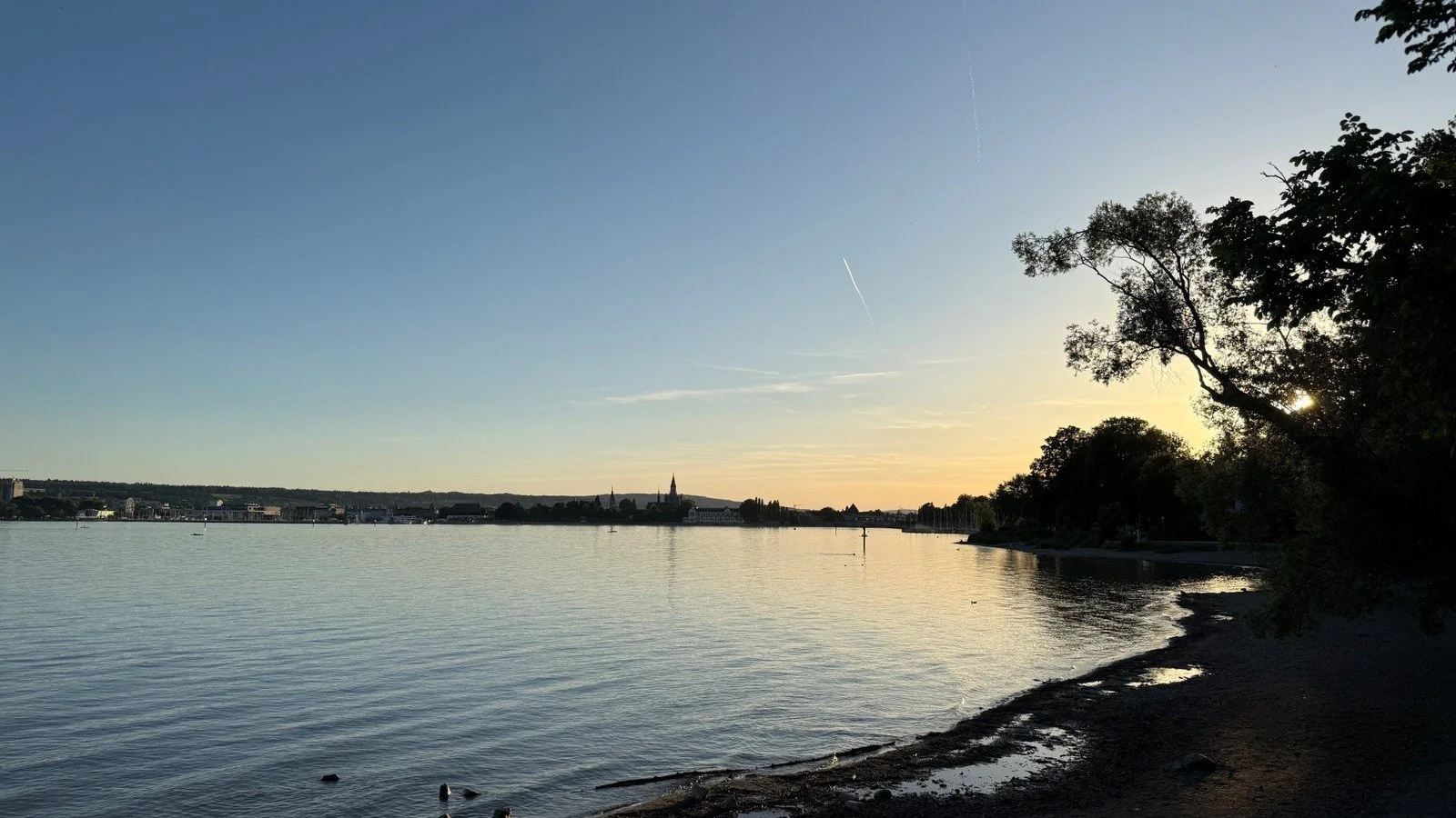 Sunset over Lake Constance beside BUFF Medical Resort in Konstanz, southern Germany.