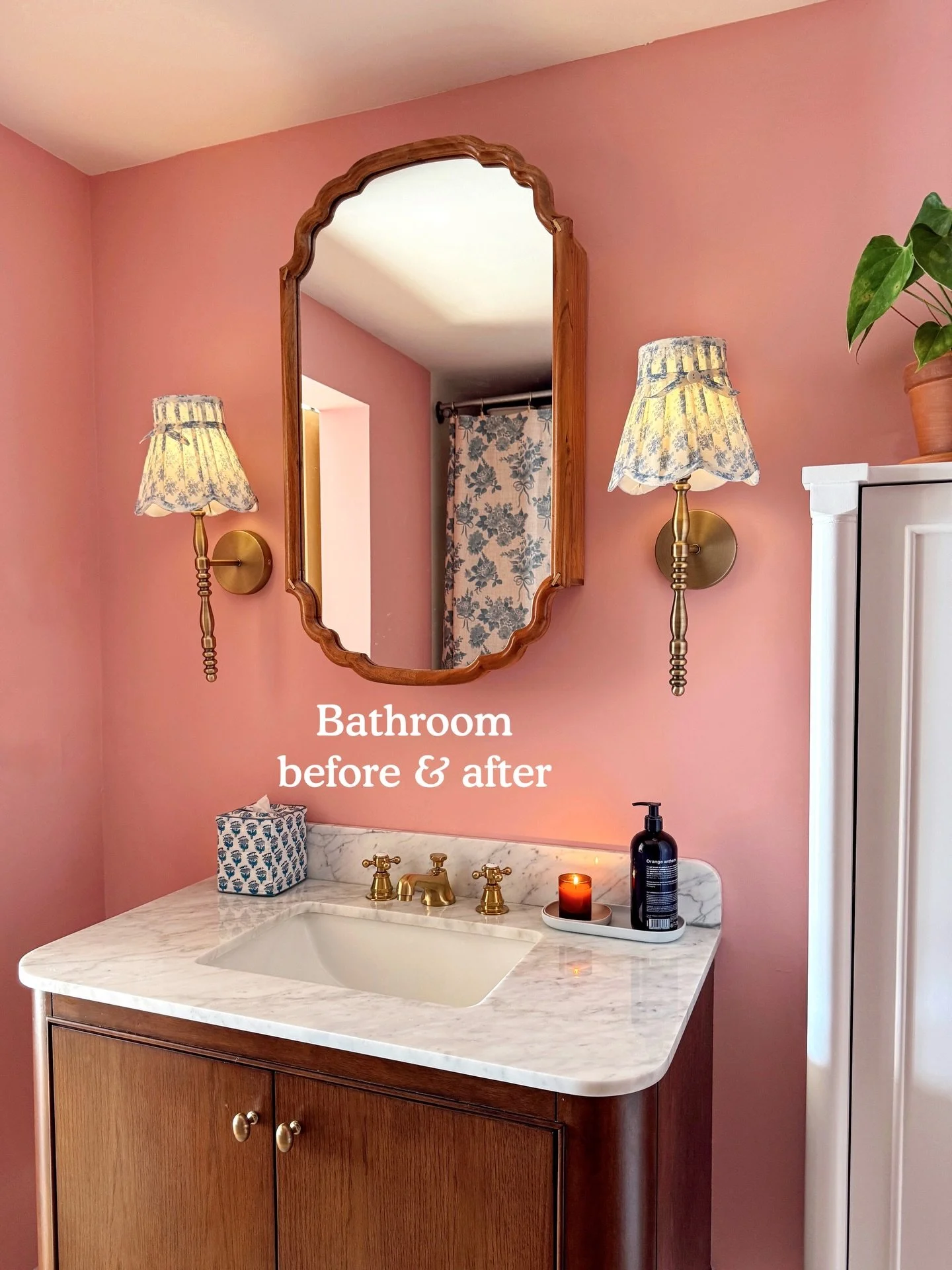 Completing this bathroom was a much needed distraction. 

This project had been getting done in parts over the last few months. I had to work within some constraints as I wanted minimal renovation instead of a full remodel. 

Replaced outdated vanity