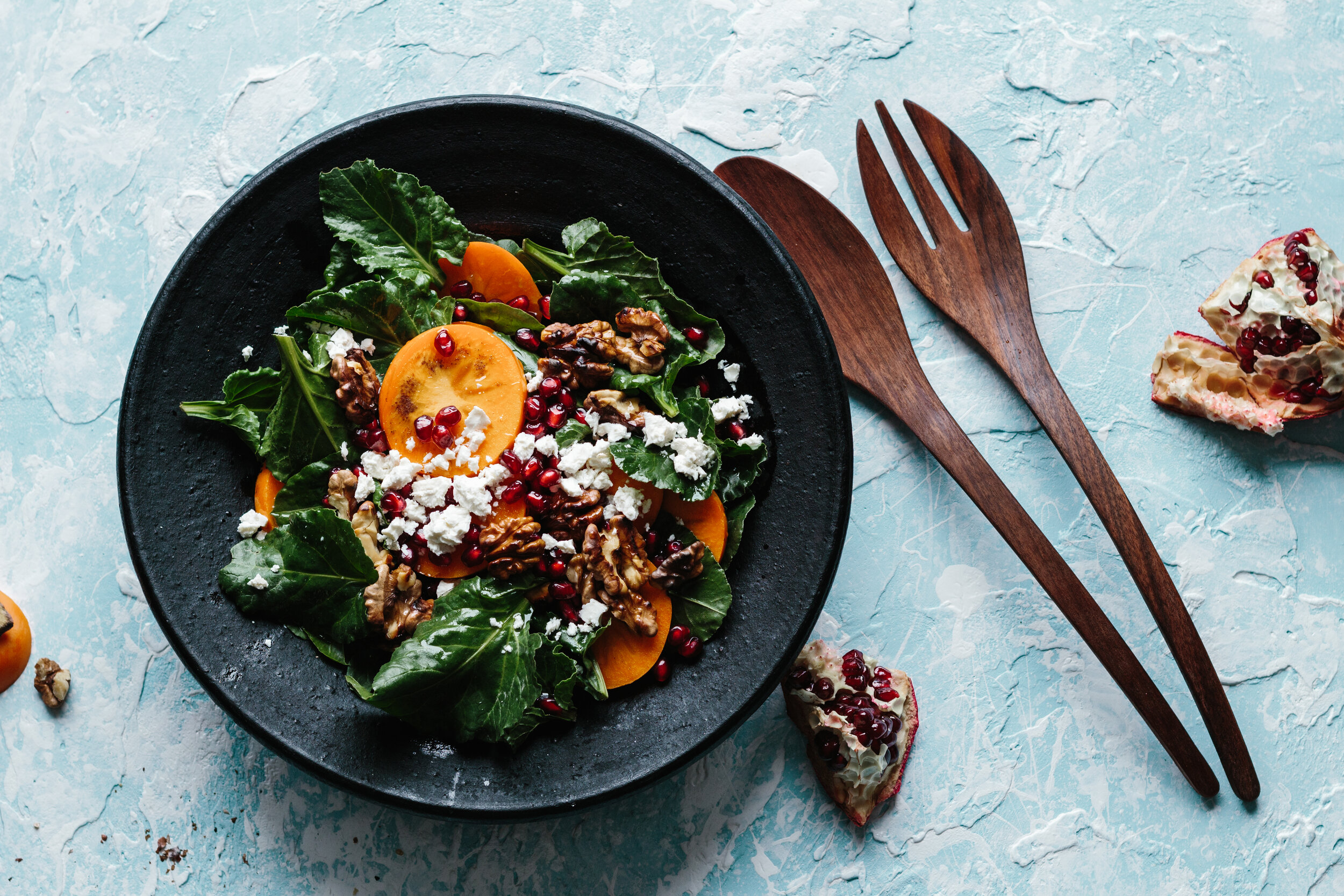 Salada de espinafre e caqui