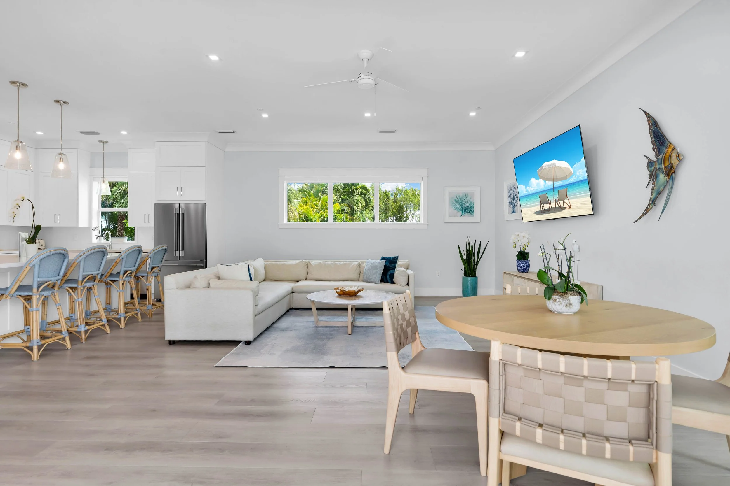 Living room and dining area