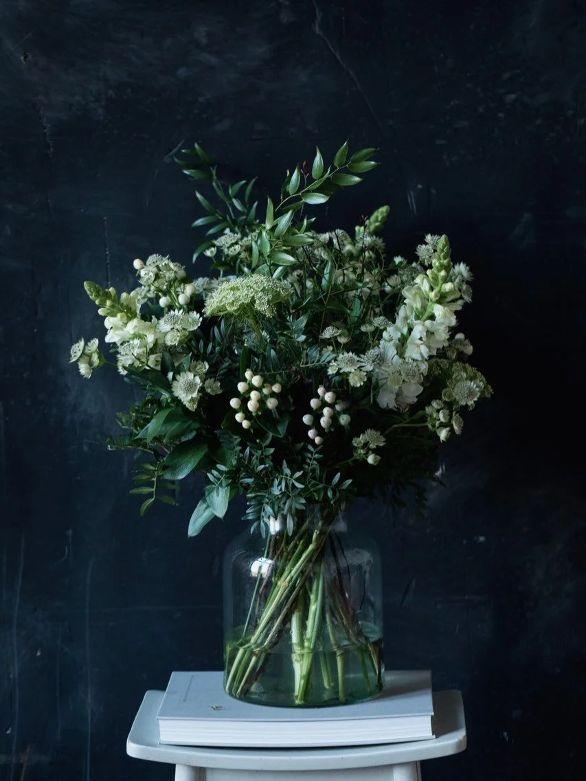 White flowers tend to lower overstimulation in visually busy spaces, invite slower breathing, draw attention to form, texture, and scent rather than colour.

Because they are low-arousal visually, they create parasympathetic dominance (rest-and-diges