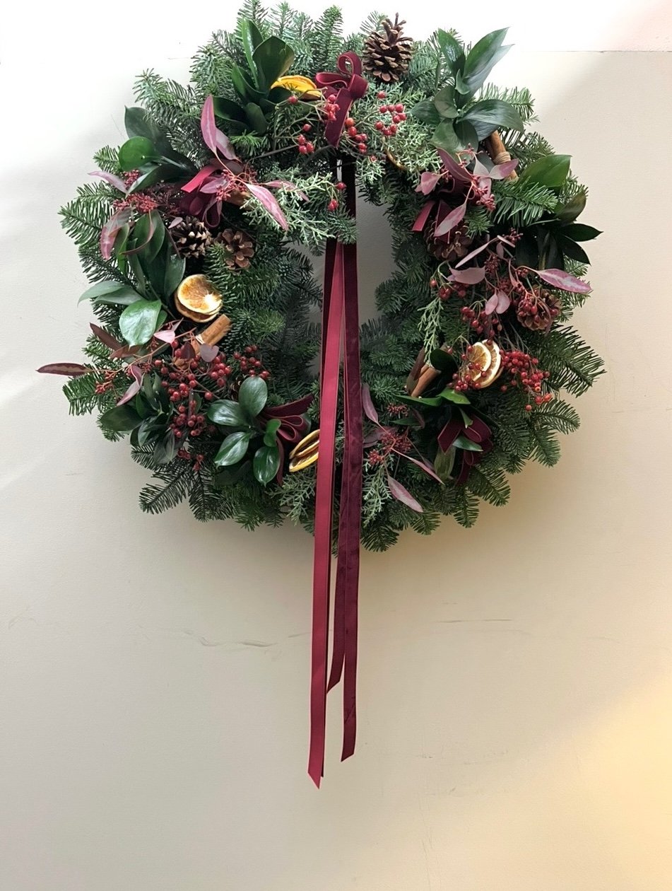 traditional christmas wreath yule red and burgundy blackheath london.jpeg