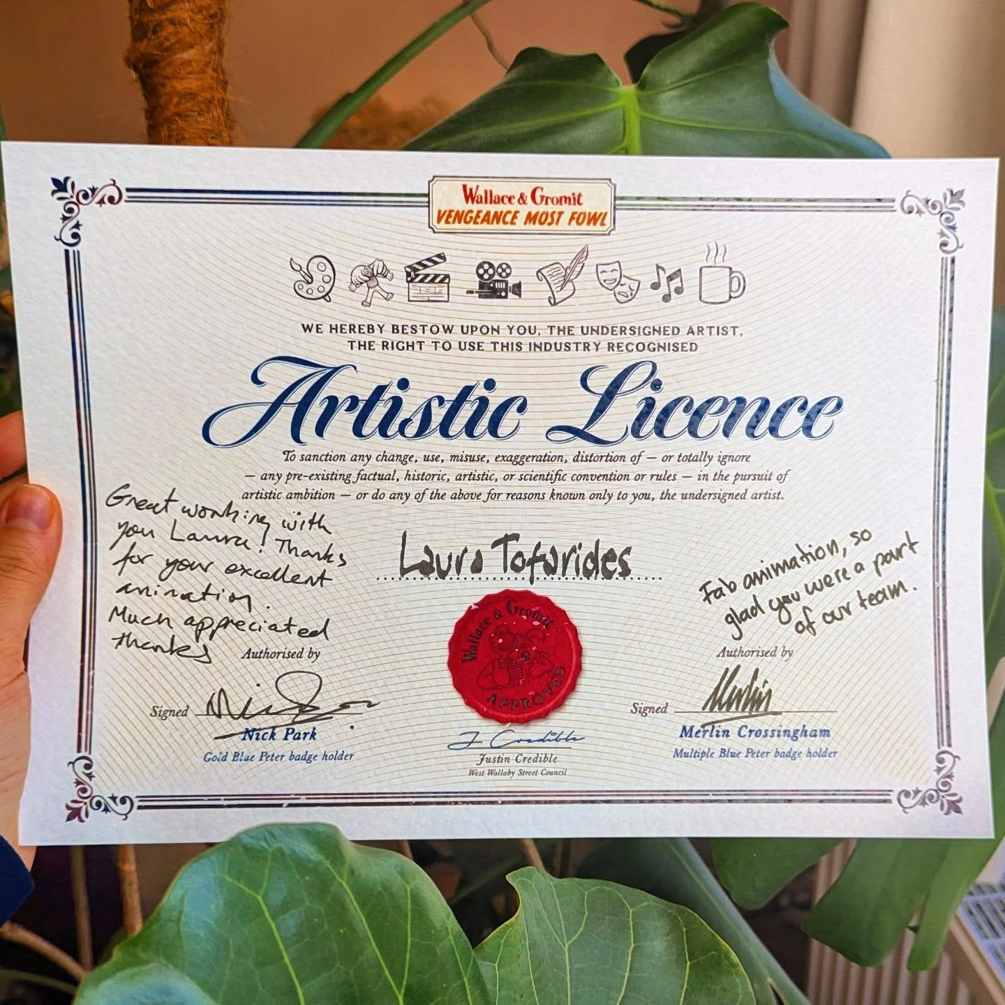 This is the external validation I've been searching for - Now I can finally be a director! 🎬🎨🖌️🎥 Thanks guys!&nbsp;

#aardman @aardmananimations @ernyberny #artisticlicense #artist #certified #director #crewlove #externalvalidation #validation #s