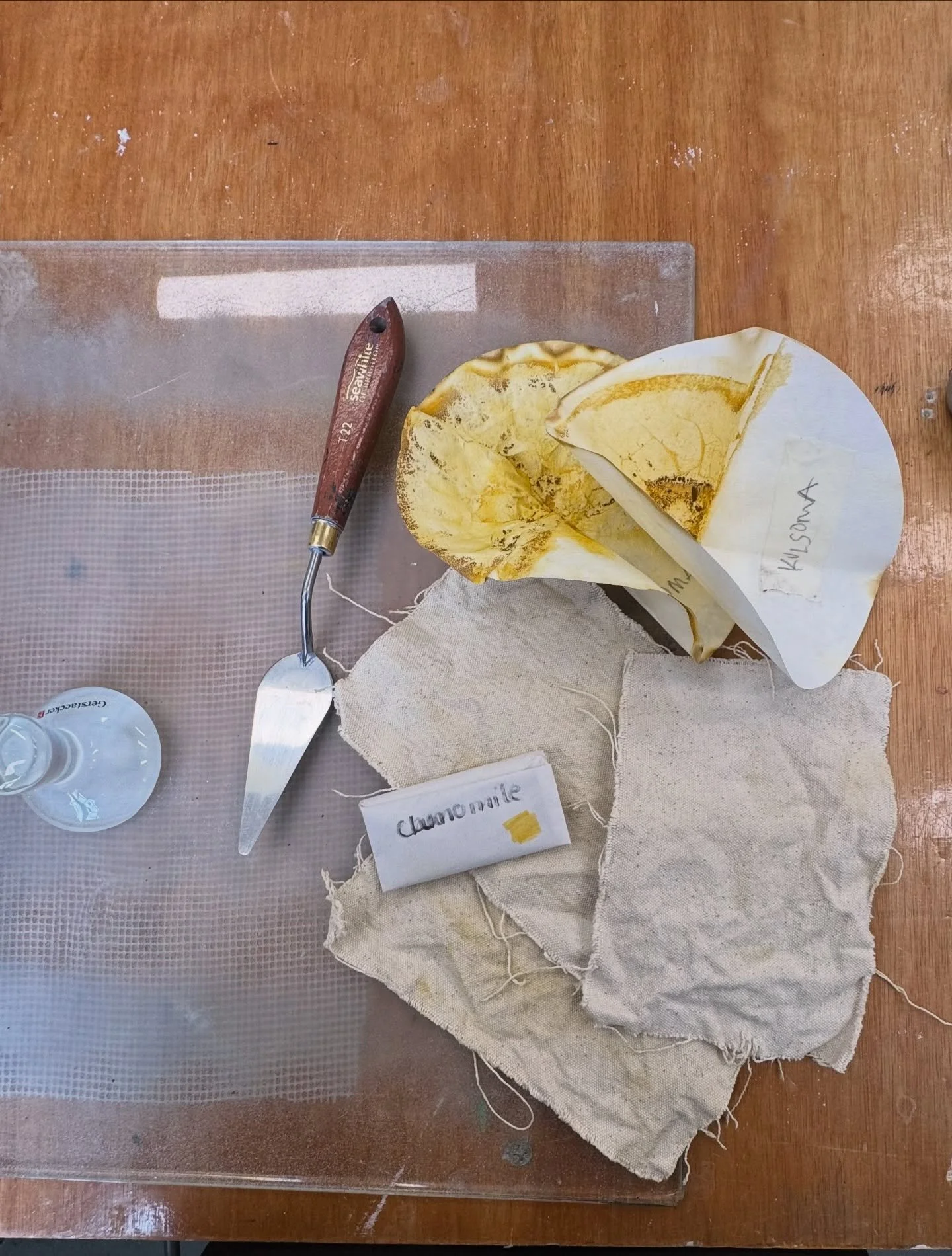 Finished grinding pigments today. Looking forward to seeing how it mixes or layers with plaster.