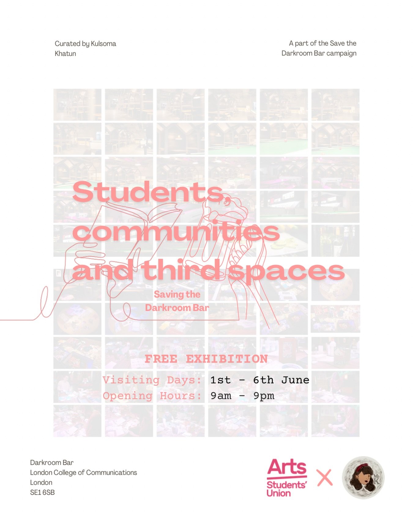&lsquo;Students, Communities and Third Spaces: Saving the Darkroom Bar&rsquo; is a new collaborative exhibition by Kulsoma Khatun and @artssulondon exploring the importance of student-led social spaces within universities.
The exhibition looks at how