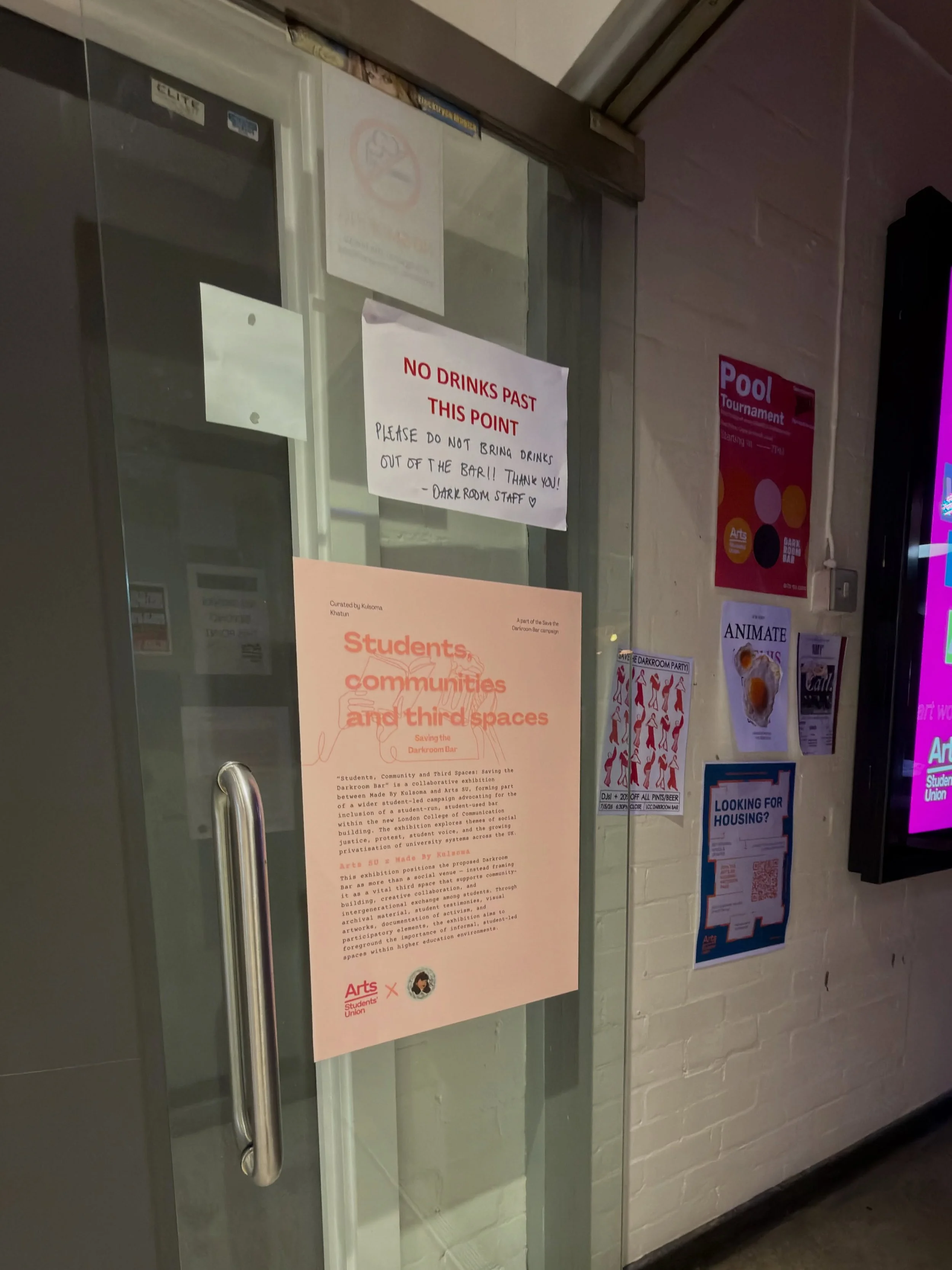 📸 of the Curation

Students, Communities and Third Spaces: Saving the Darkroom Bar&nbsp;is a new collaborative exhibition by @made_by_kulsoma and @artssulondon exploring the importance of student-led social spaces within universities.

The exhibitio