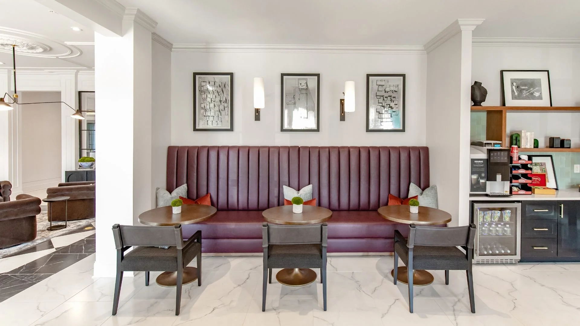 A modern multifamily interior design project in Georgia. FF&E procurement, FF&E warehousing, and FF&E installation by Red Pen Procurement.