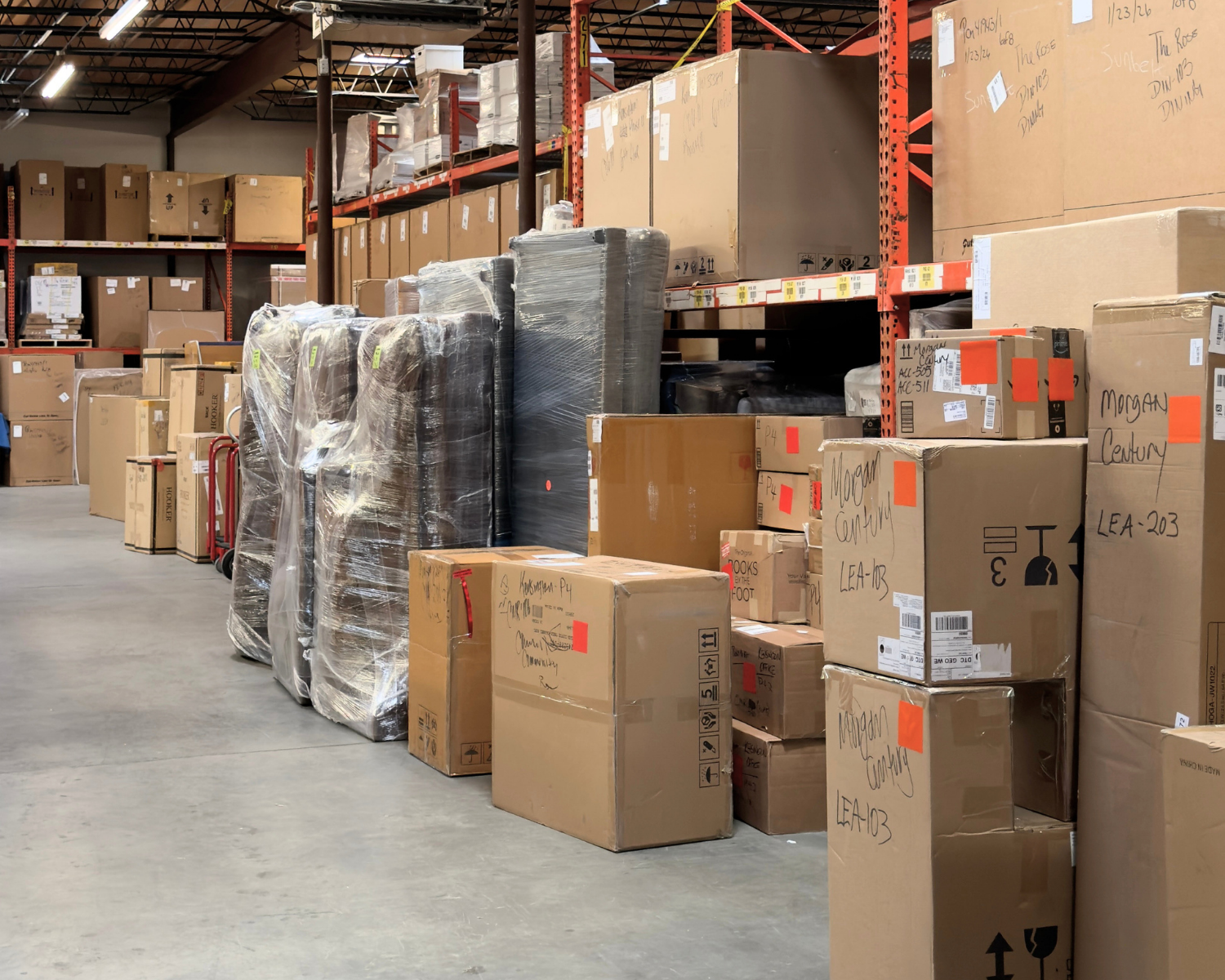 Warehouse for interior designers and architects. FF&E warehousing and installation for senior living projects, multifamily projects, restaurants, boutique hotels, and private clubs.