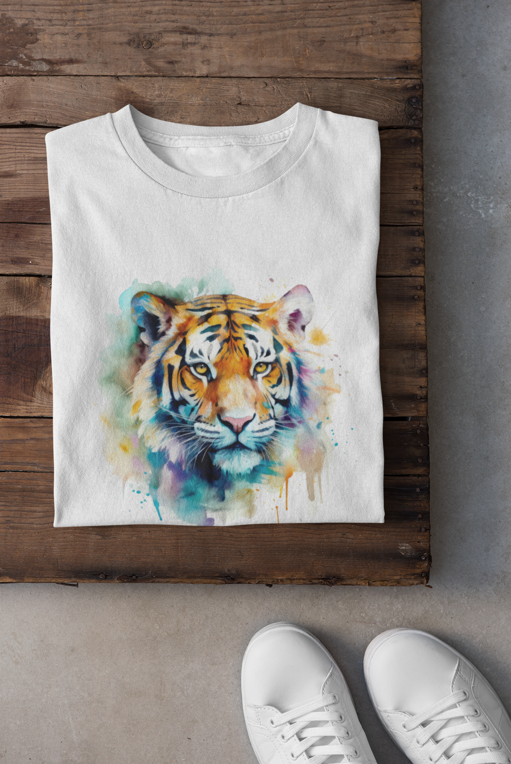 Finding Alice Designs Watercolor Tiger Graphic Tee (Long Sleeve)