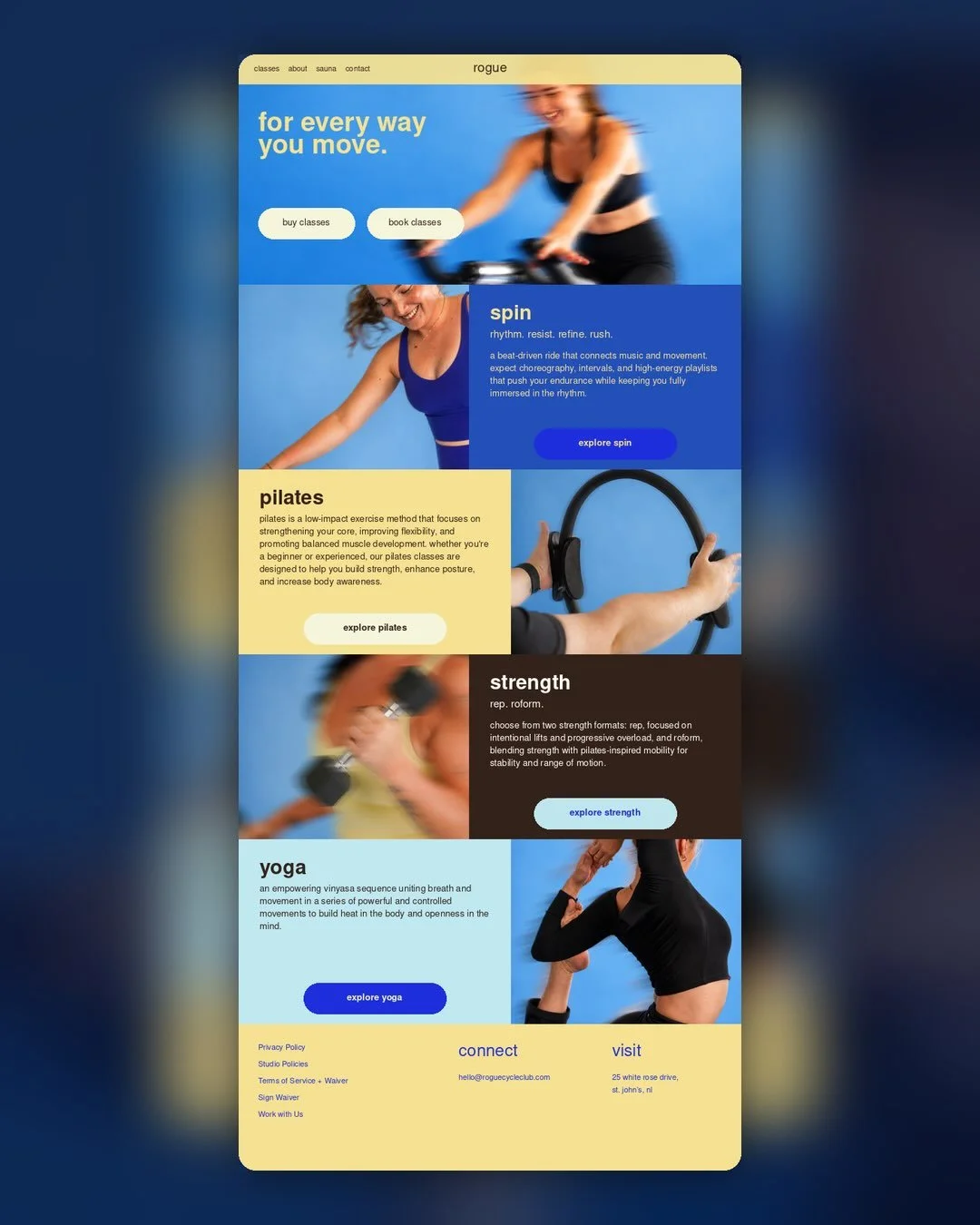 same rogue. new online home. 🌟💙🪩🌀

we gave our website a refresh; making it easier to explore every way you can move with us, learn more about our classes and sauna, and find what feels right for you.

take a look around at roguecycleclub.com

ne