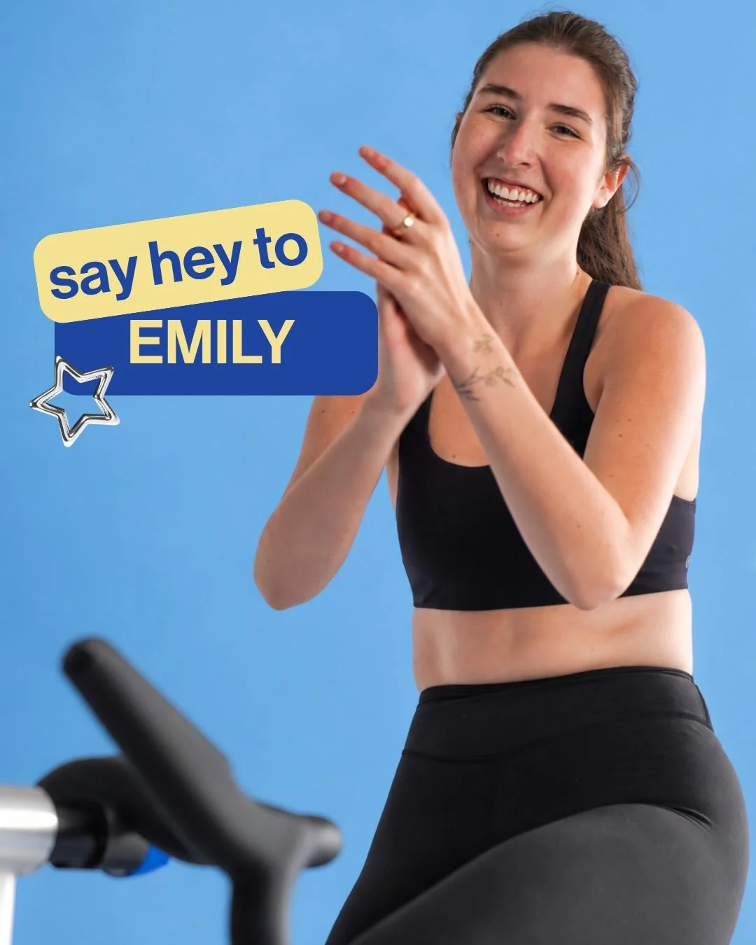 you know her, you love her, we love her !! meet emily (she/her), a member of our rhythmic spin program!! you&rsquo;ll her a mix of feel-good songs with a range from EDM, hip-hop, pop, and the occasional folk track in her classes!! 

fun fact: emily w