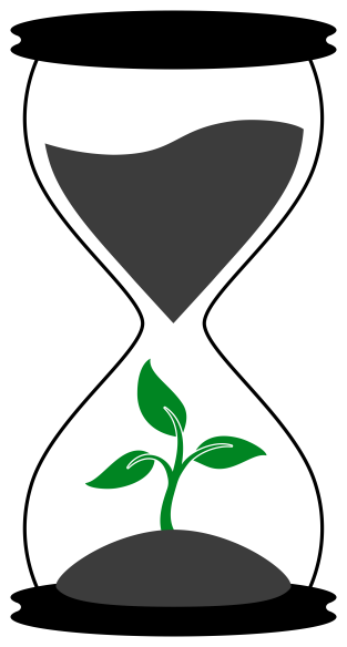 Vitalify icon. An hourglass with dark sand and a green plant sprouting from inside the bottom chamber.