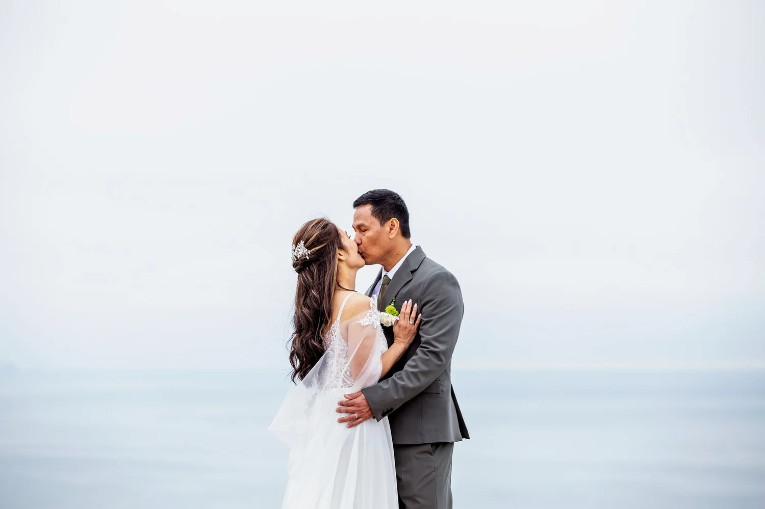Bride and groom on their wedding day in San Diego