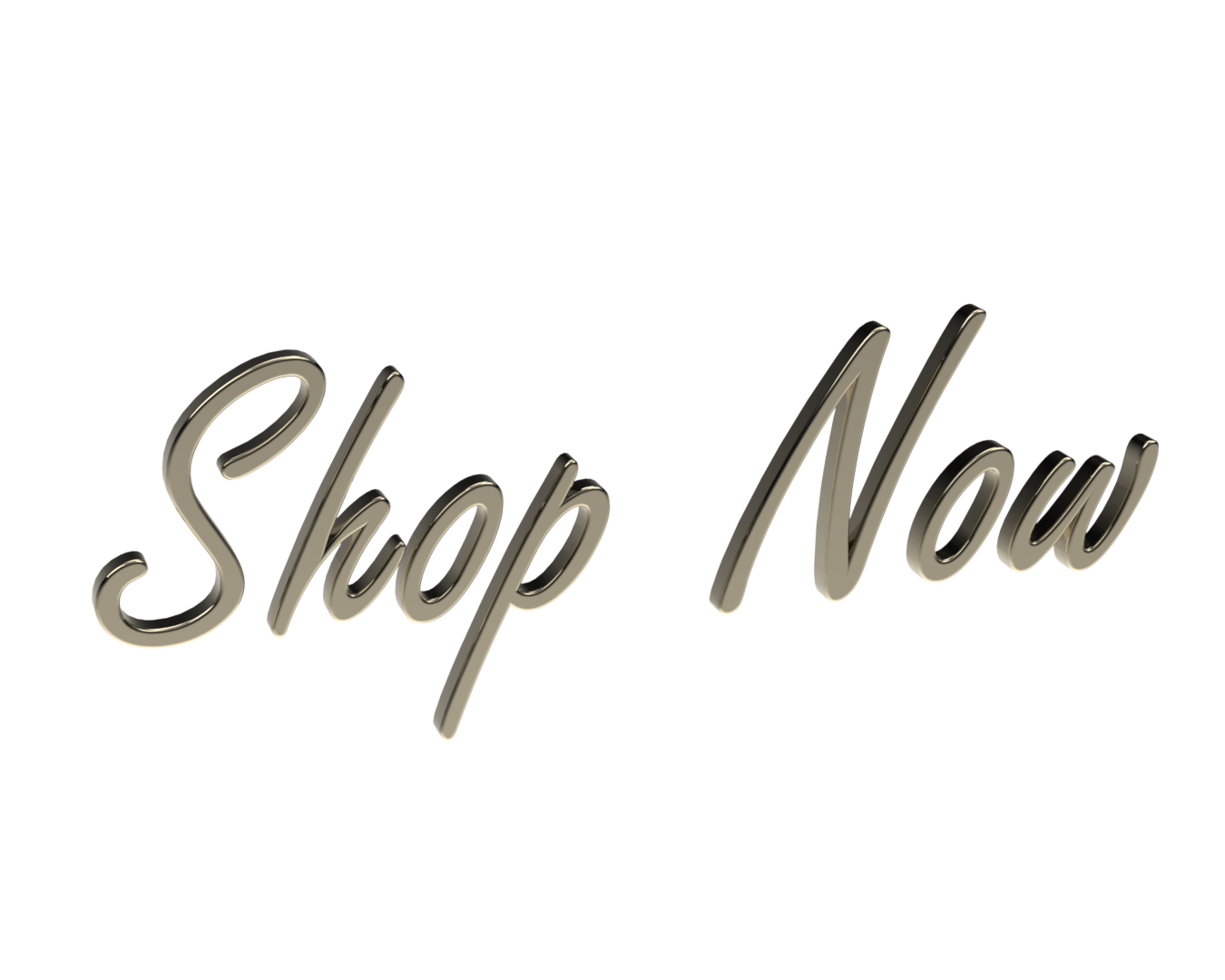 Sign with 3D metallic text reading 'Shop Now'.