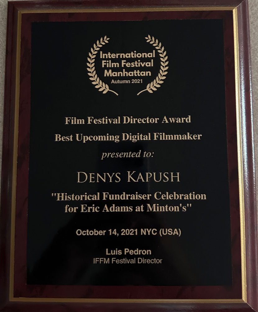 Denys Kapush Won Film Festival Director Award Best Upcoming Digital Filmmaker by IFFM