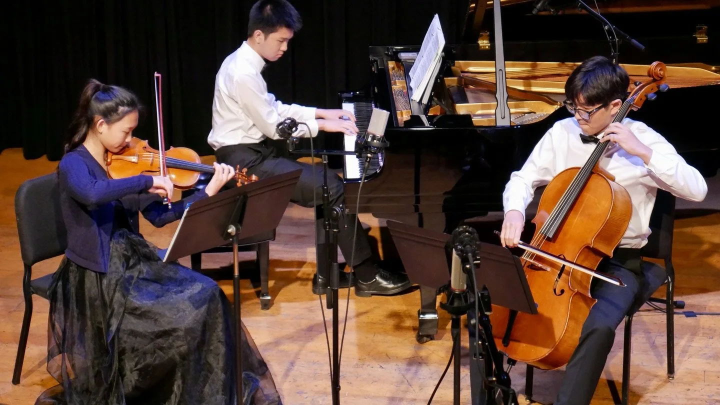 ASA Trio of JCM OC - Audrey Lee (violin), Sterling Tran (piano), and Alex Hwang (cello) - Grand Prize winners of the 2026 JCM Chamber Music Competition, at their performance for the Da Camera Society concert on 3/22.

#juniorchambermusic #jcm #asatri