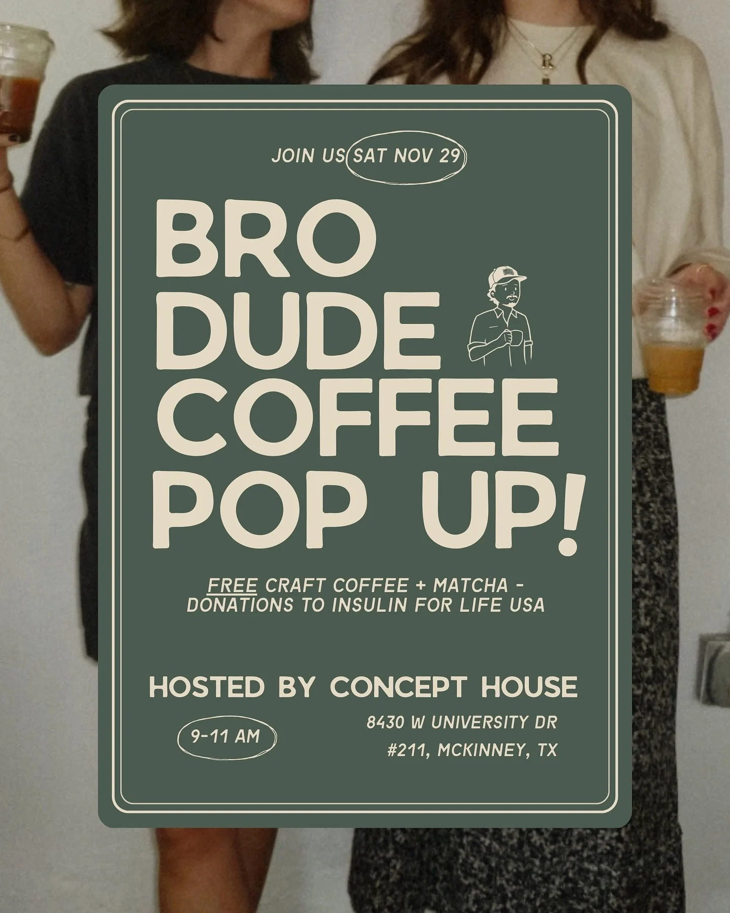 freeeeeee coffeeeeee! ALSO JOINING US: @cliffbagels !!!!!!
nov 29, 9-11am at @concepthouse.studios 🤟
this month, we have been raising money for @insulin4lifeusa. we&rsquo;d love for you to join our mission in helping IFL send necessary medical suppl